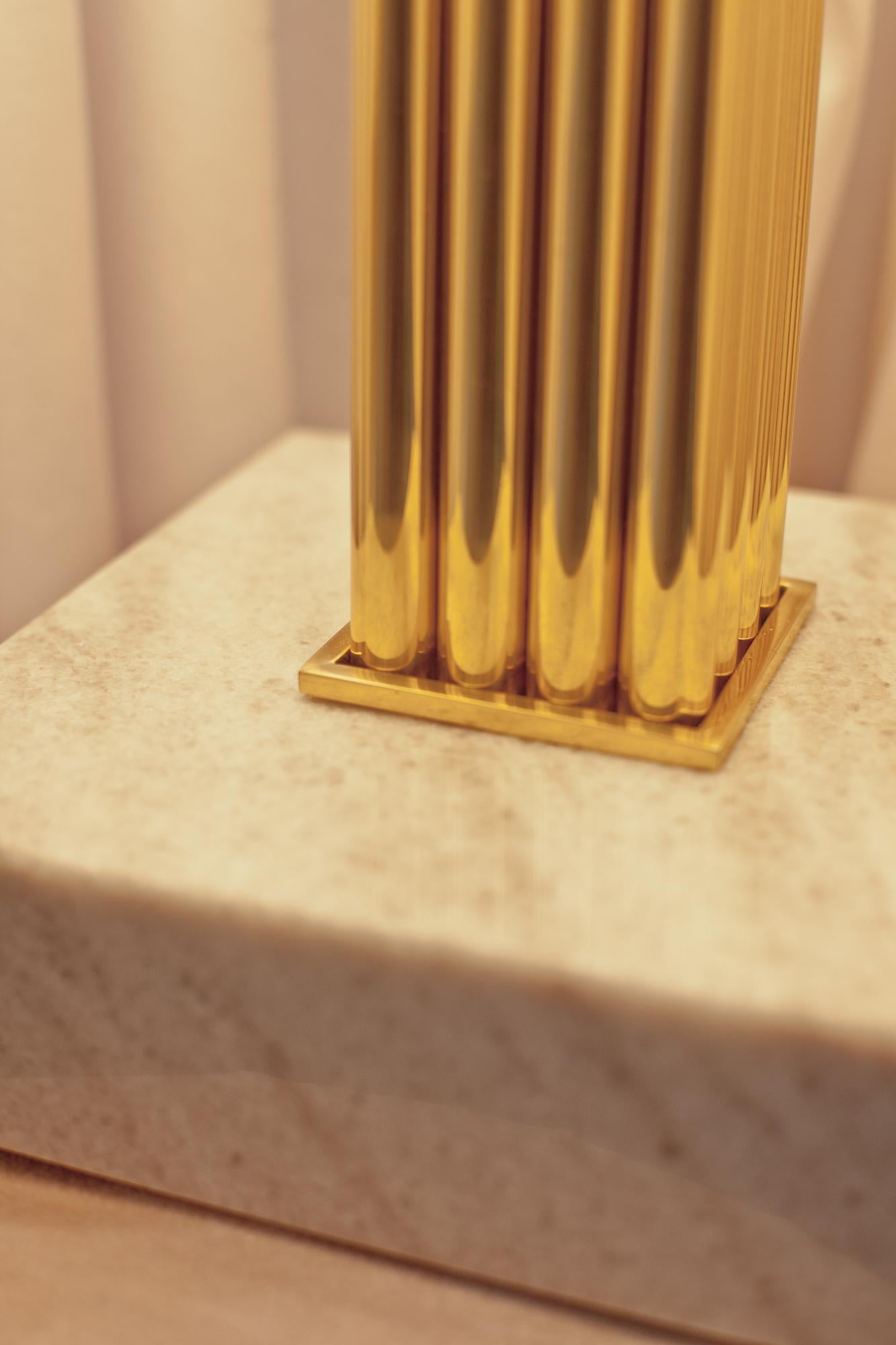 Modern Brass Sculpted Table Lamp by Brajak Vitberg