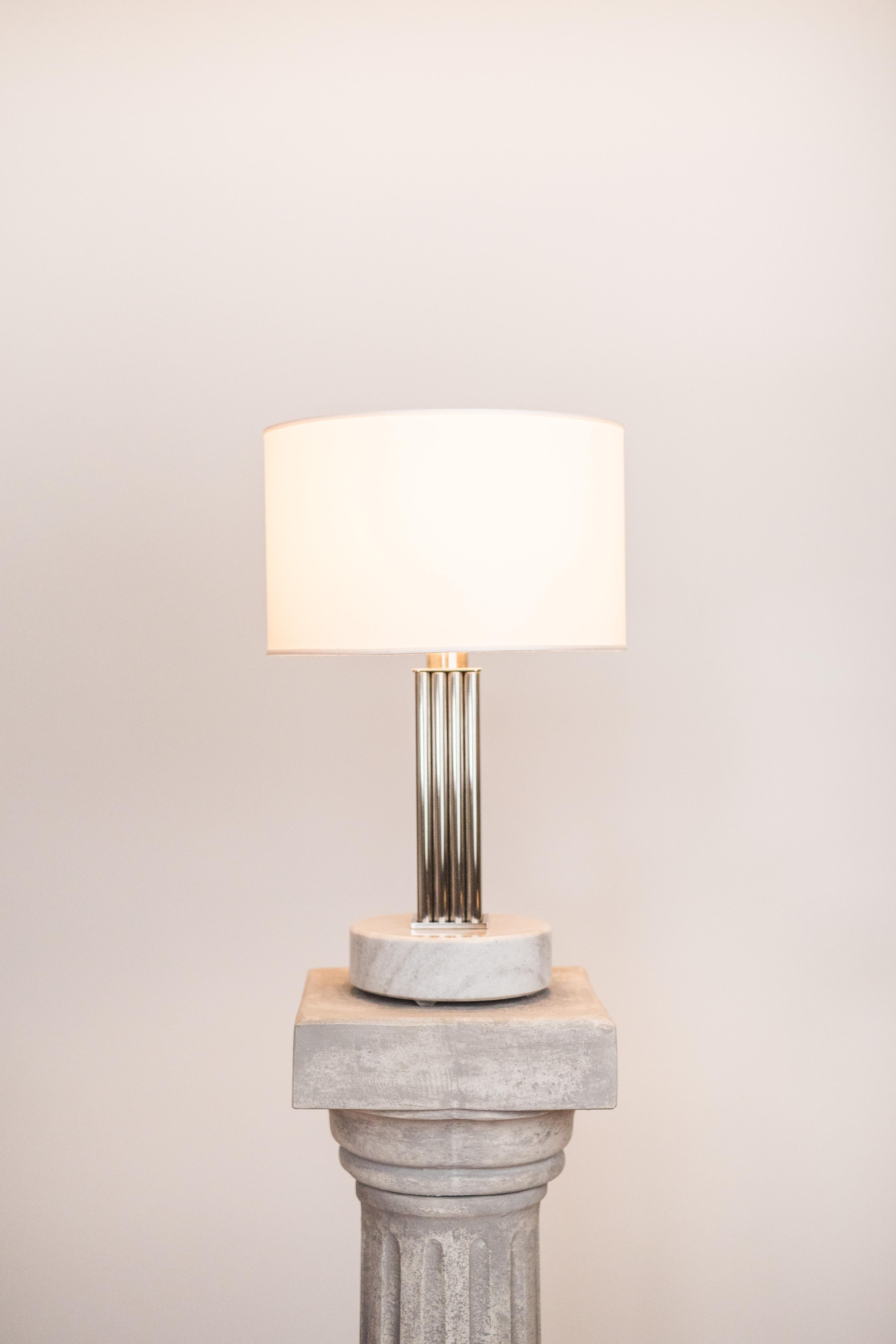 Marble Brass Sculpted Table Lamp by Bijelić and Brajak For Sale