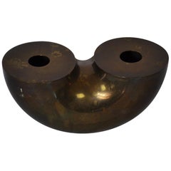 Brass Sculptural Flower Vase in Brass by Serge Manseau