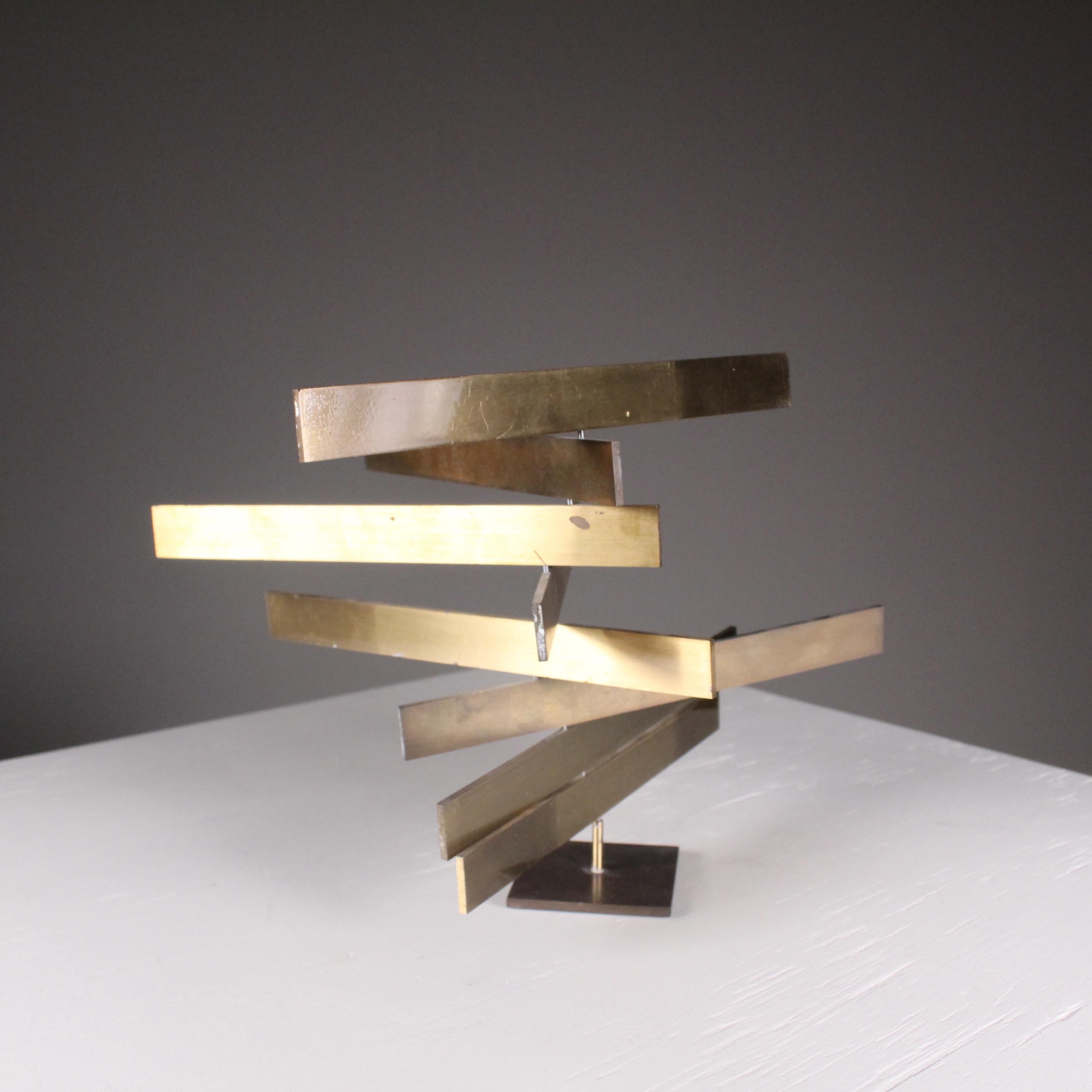 Modern Brass Sculpture, Bilico, Victor Simonetti, Simon Gavina, 1969 For Sale