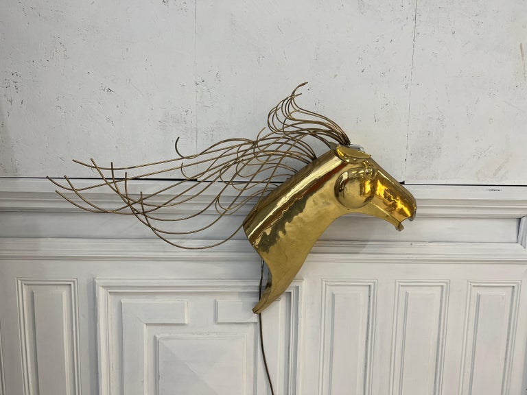 Brass Sculpture by Curtis Jere 1980s Wall Sconce Head Horse For Sale at  1stDibs