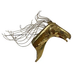 Brass Sculpture by Curtis Jere 1980s Wall Sconce Head Horse