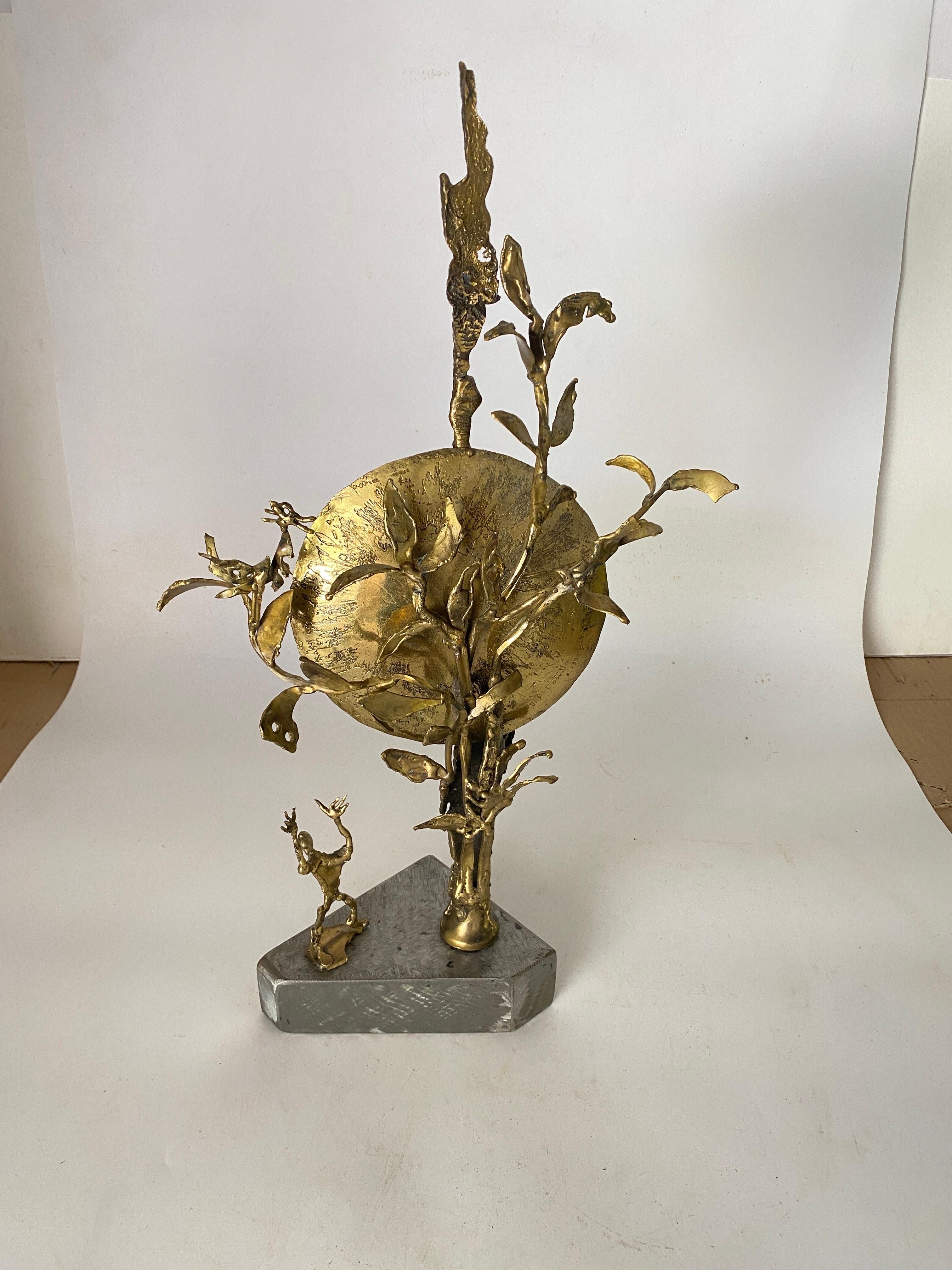 Late 20th Century Brass Sculpture by  Tossello, Signed in Brass and Aluminium Dated 1999 For Sale