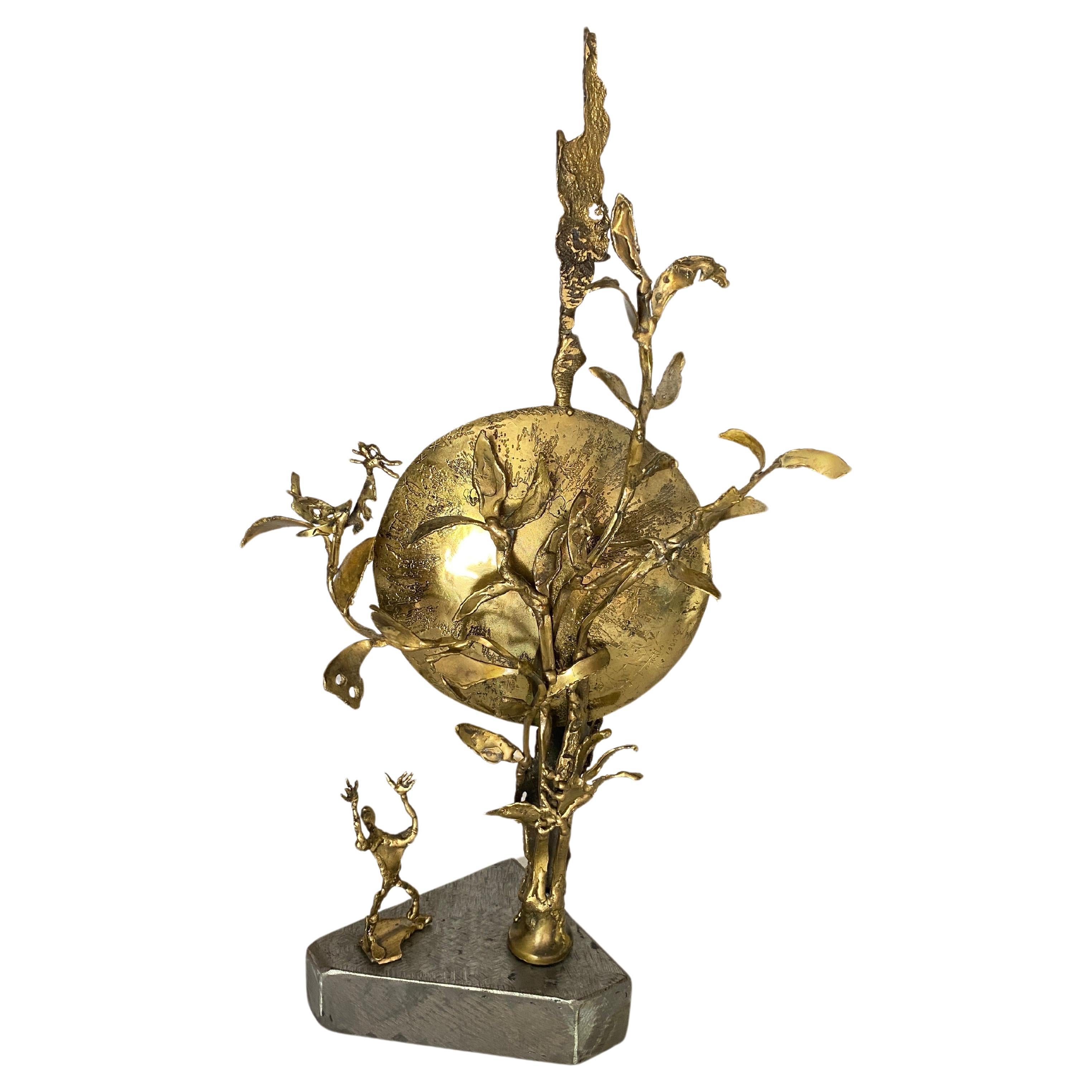 Brass Sculpture by  Tossello, Signed in Brass and Aluminium Dated 1999 For Sale