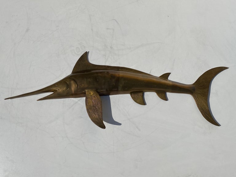 Brass Sculpture of a Swordfish For Sale at 1stDibs