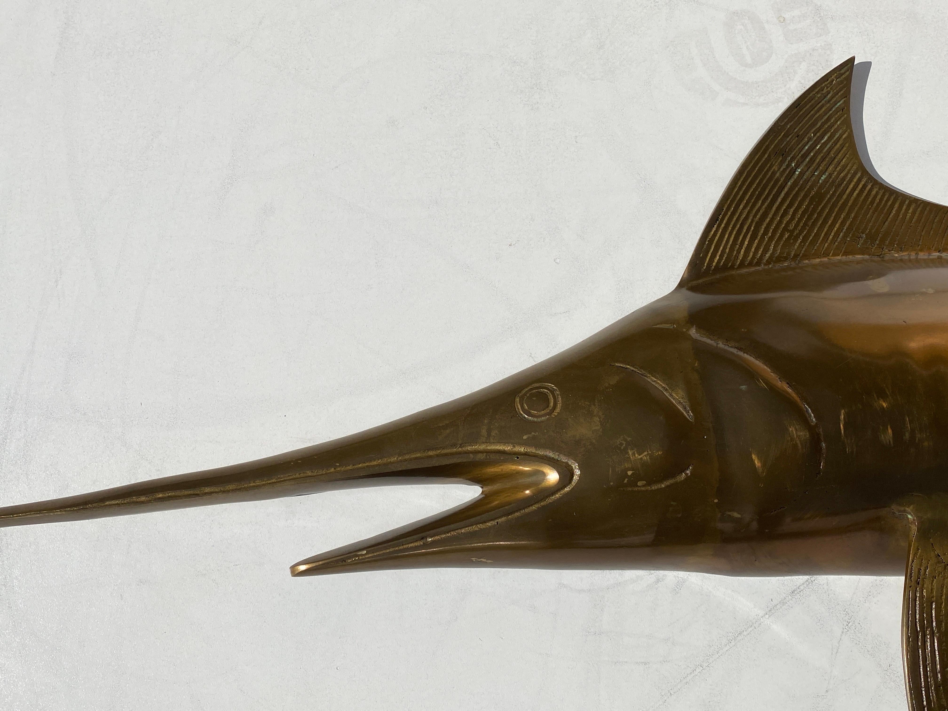 Hollywood Regency Brass Sculpture of a Swordfish