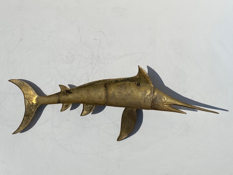 Brass Sculpture of a Swordfish For Sale at 1stDibs