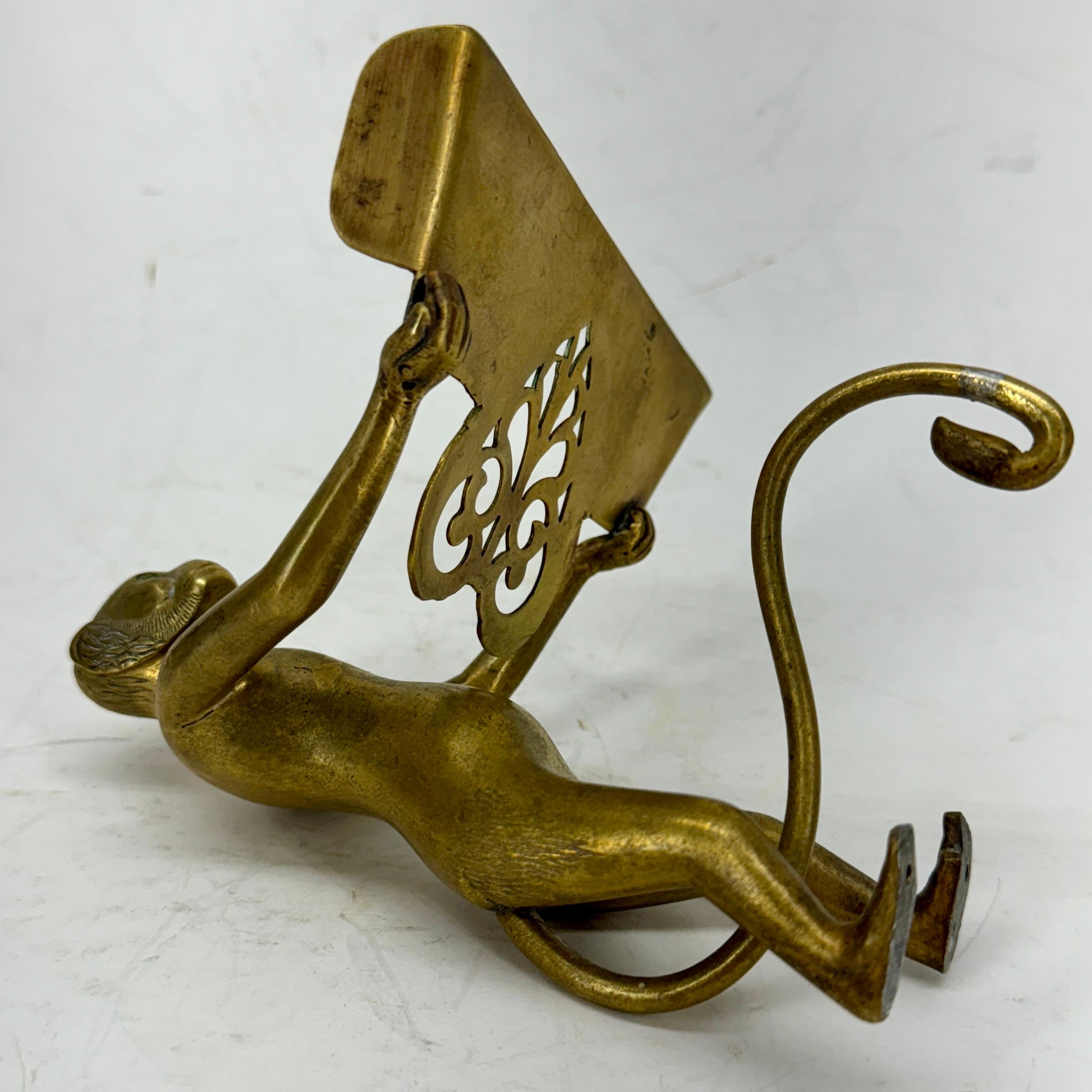 Brass Sculpture of Monkey Holding Business Card Holder, Late 19th Century  For Sale 9