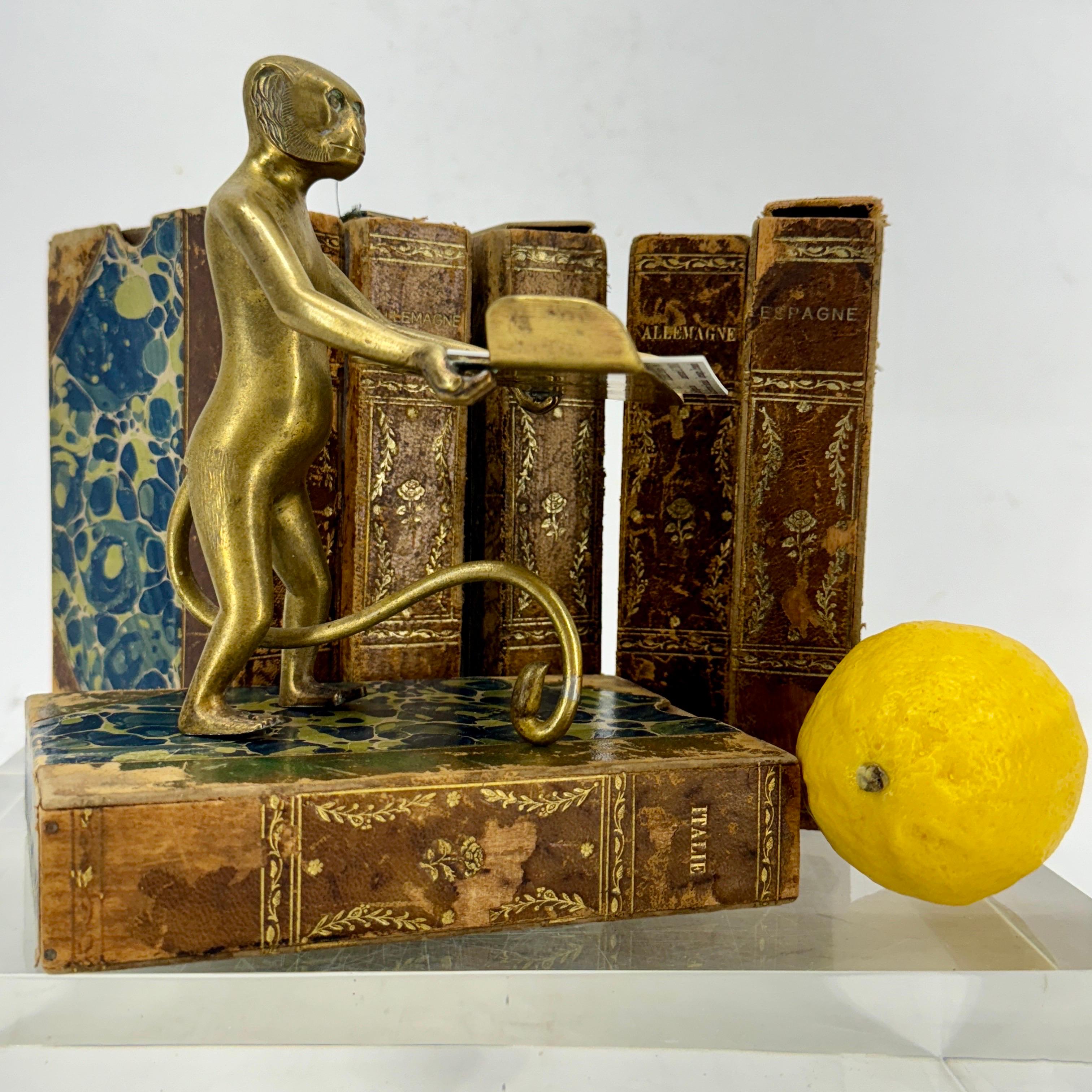 Brass Sculpture of Monkey Holding Business Card Holder, Late 19th Century For Sale 8