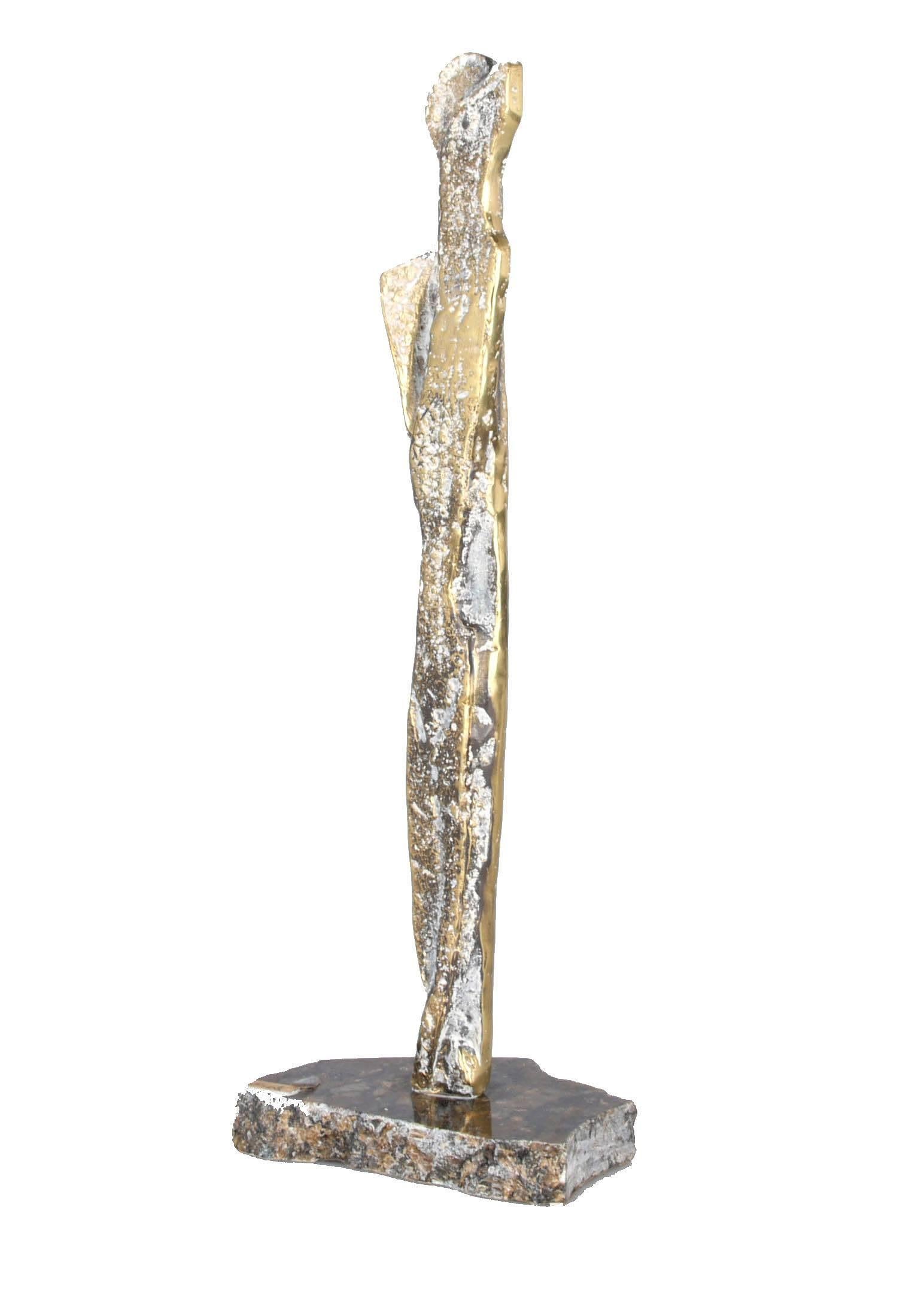 Art Deco Style signed brass sculpture on a marble base. Marked on base by an unknown Artist.