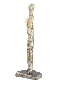 Brass Sculpture on Marble Base Signed by Unknown Artist Mid-Century Modern