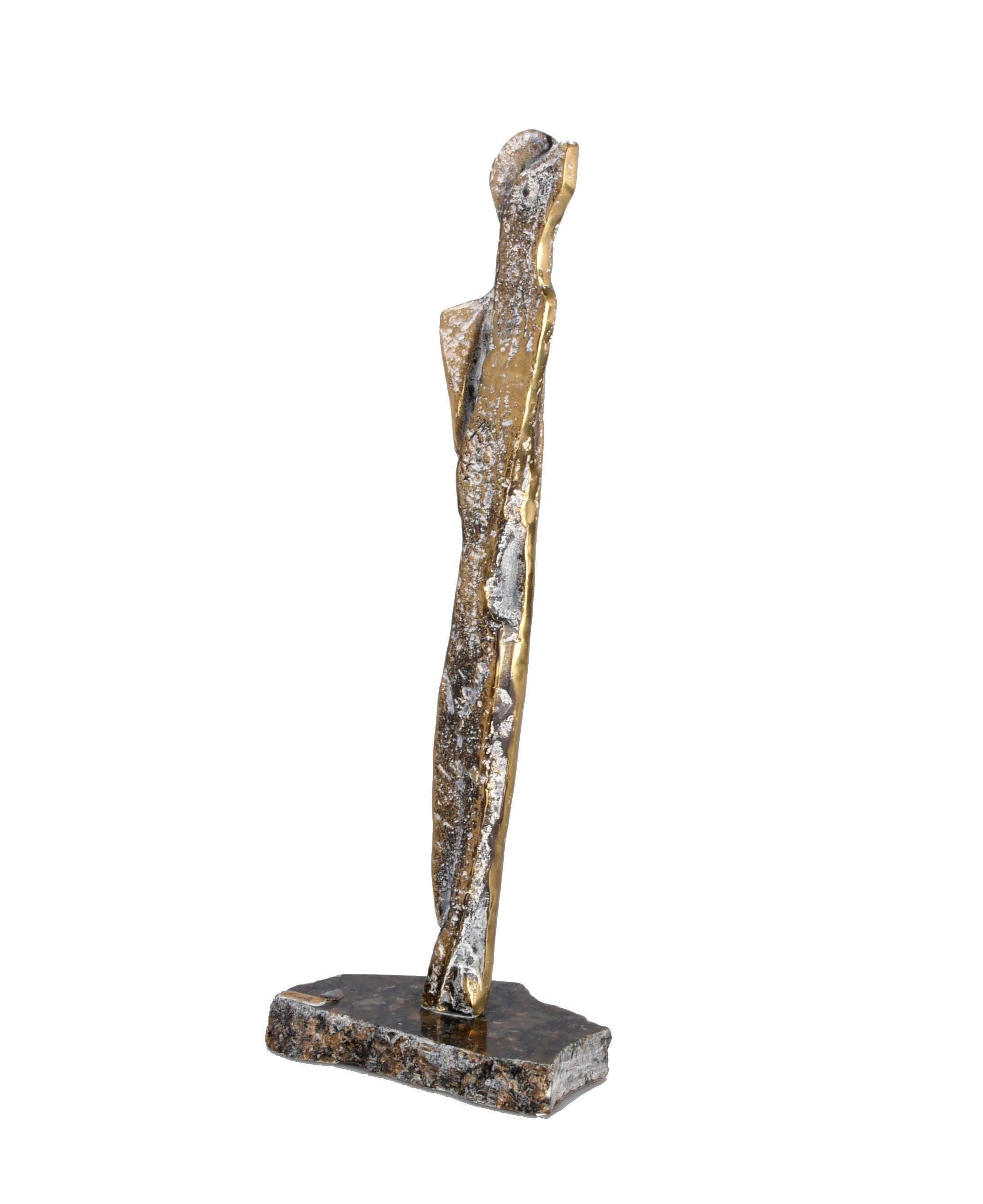 Brass Sculpture on Marble Base Signed by Unknown Artist In Good Condition For Sale In Miami, FL