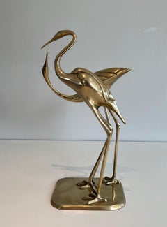 Brass Sculpture Representing a Couple of Birds