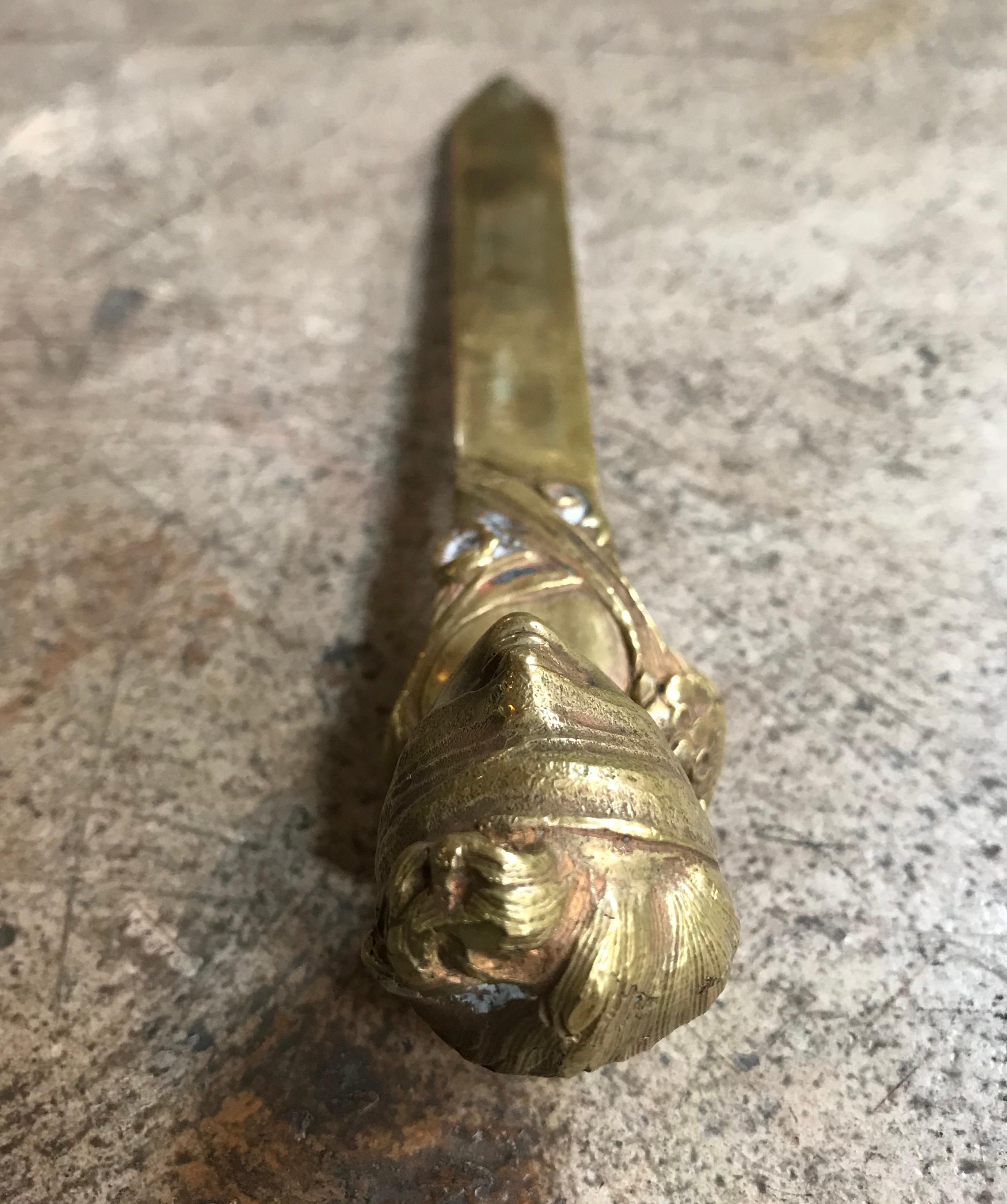 Brass Sculptured Letter Opener Desk Accessory, France, 1940s 1