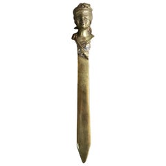 Brass Sculptured Letter Opener Desk Accessory, France, 1940s