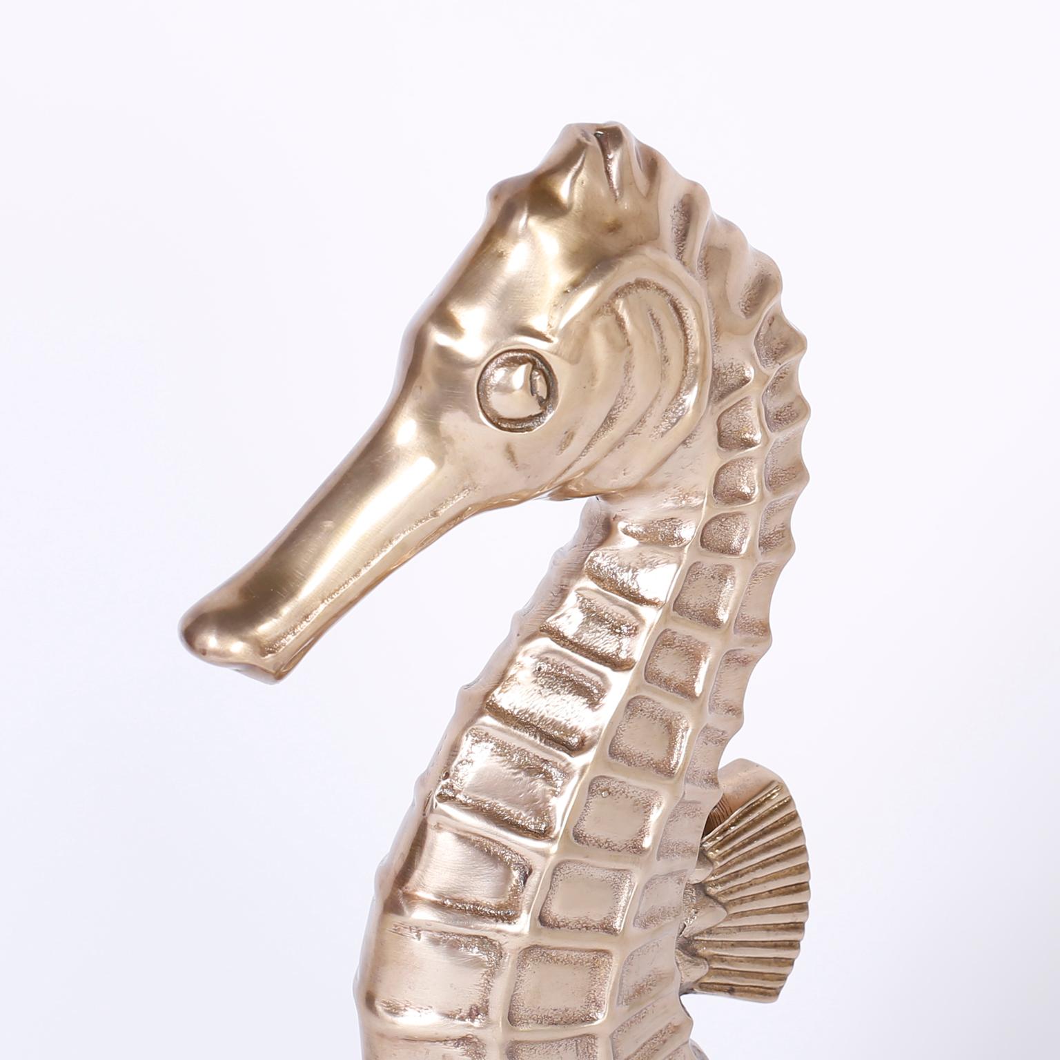 American Brass Sea Horse Sculpture