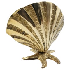 Brass Sea Shell Nautilus Planter on Starfish Base