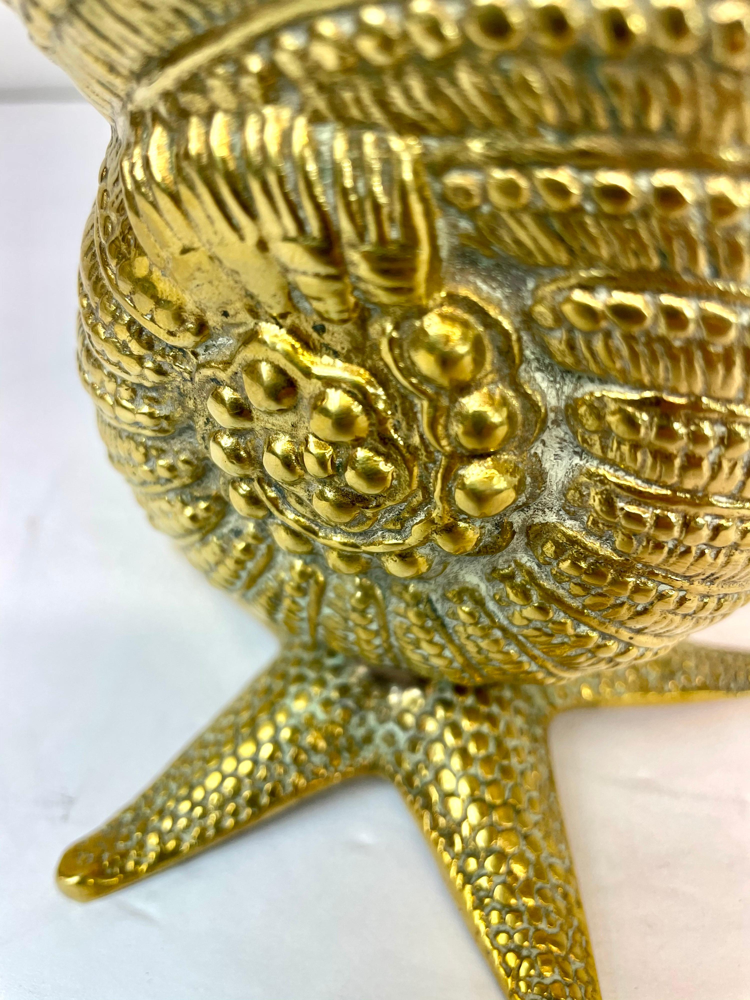 Mid-20th Century Brass Sea Shell on Star Fish Base Planter