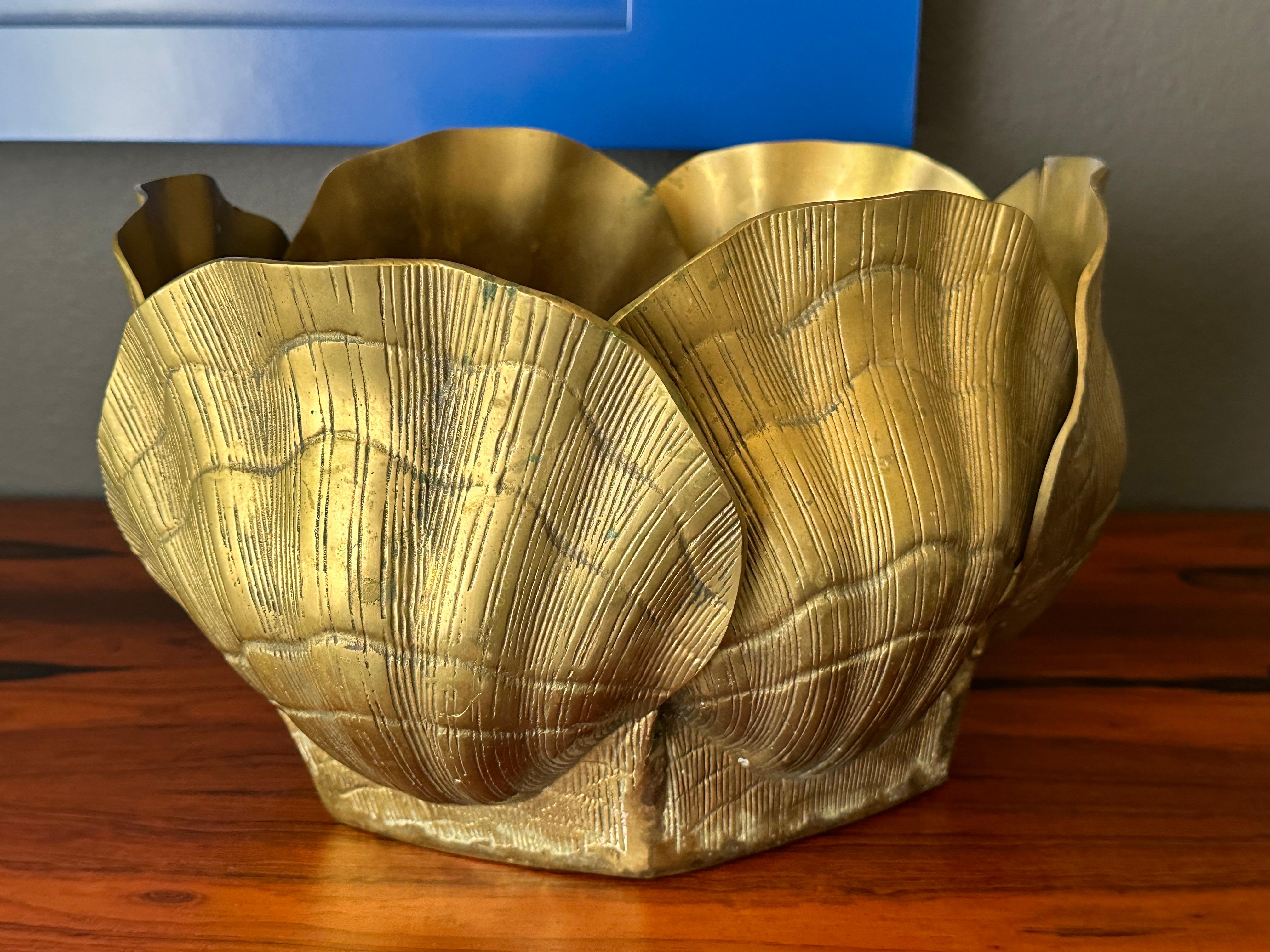 Korean Brass Sea Shell Oval Planter