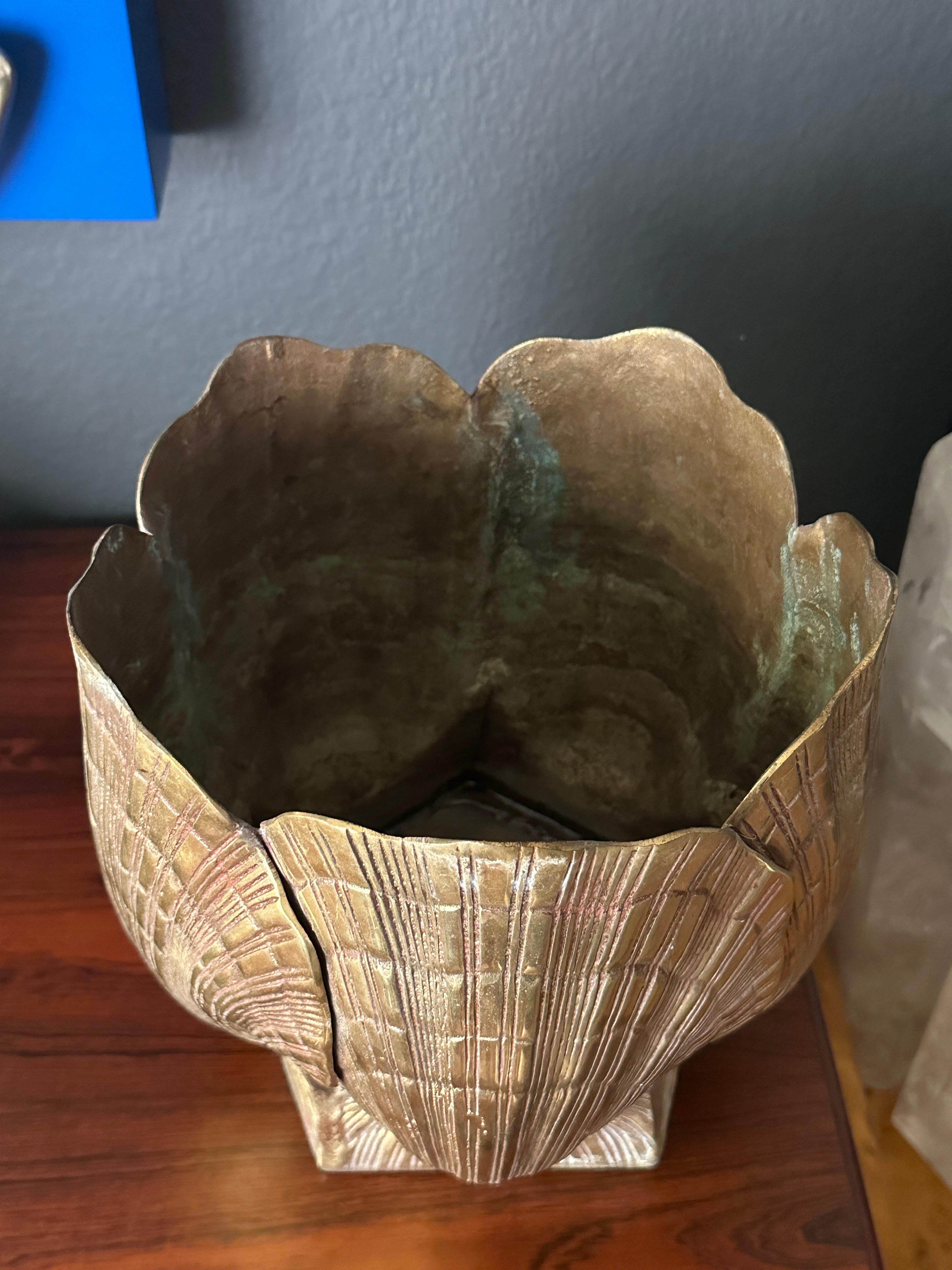 Korean Brass Sea Shell Planter