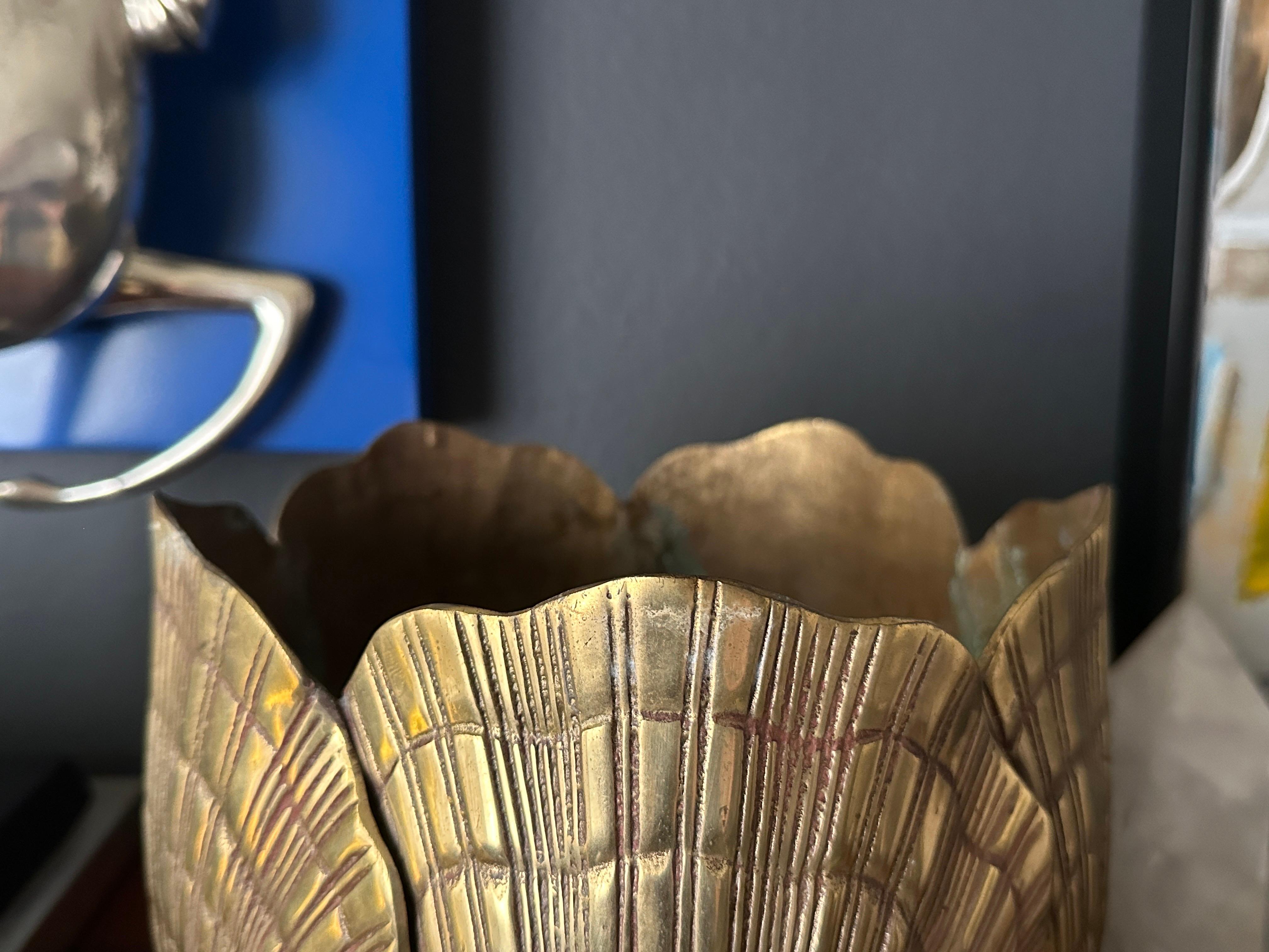 Patinated Brass Sea Shell Planter