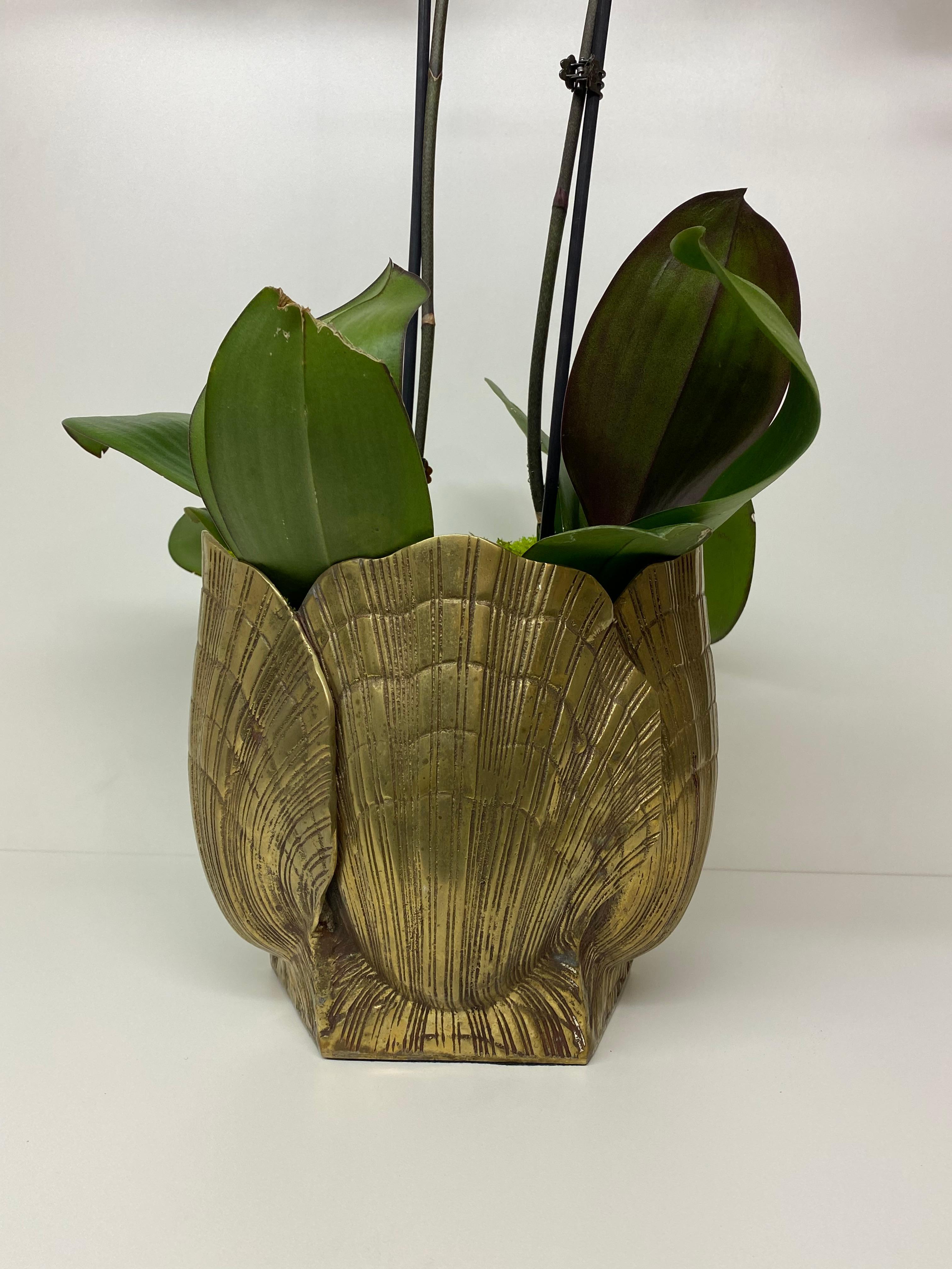 Late 20th Century Brass Sea Shell Planter