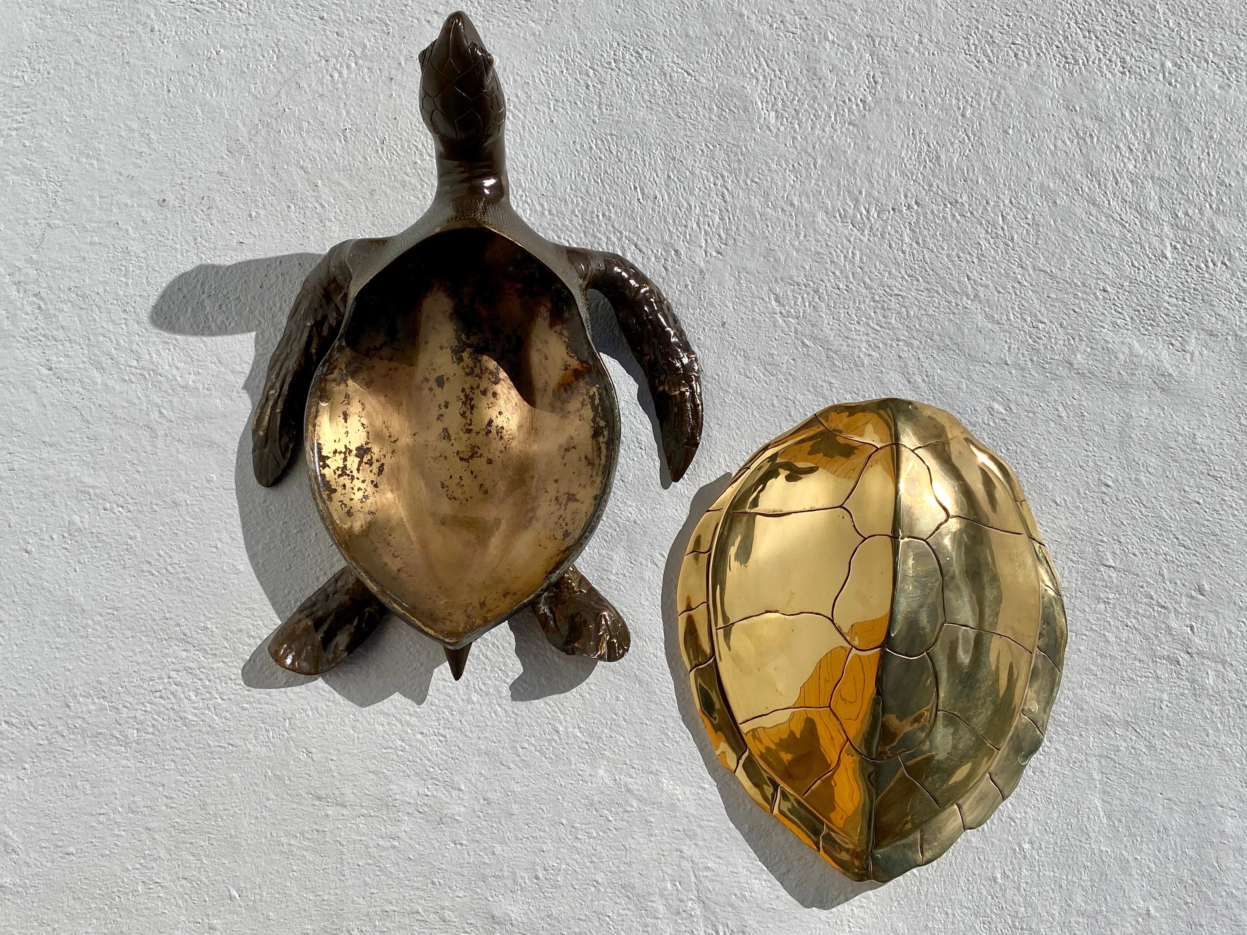 Brass Sea Turtle Sculpture / Box  In Good Condition For Sale In North Hollywood, CA