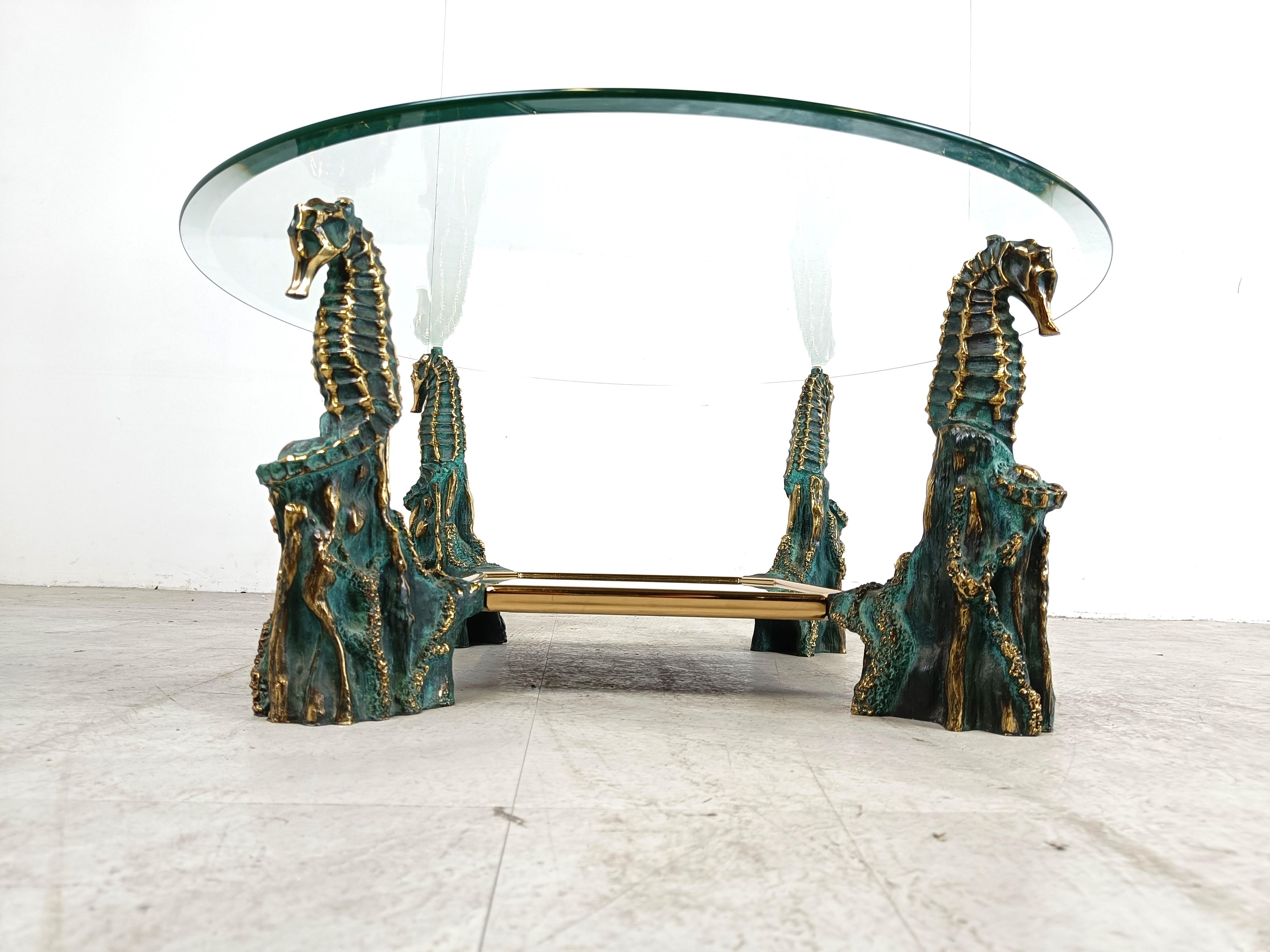 Brass seahorse coffee table, 1970s For Sale 3