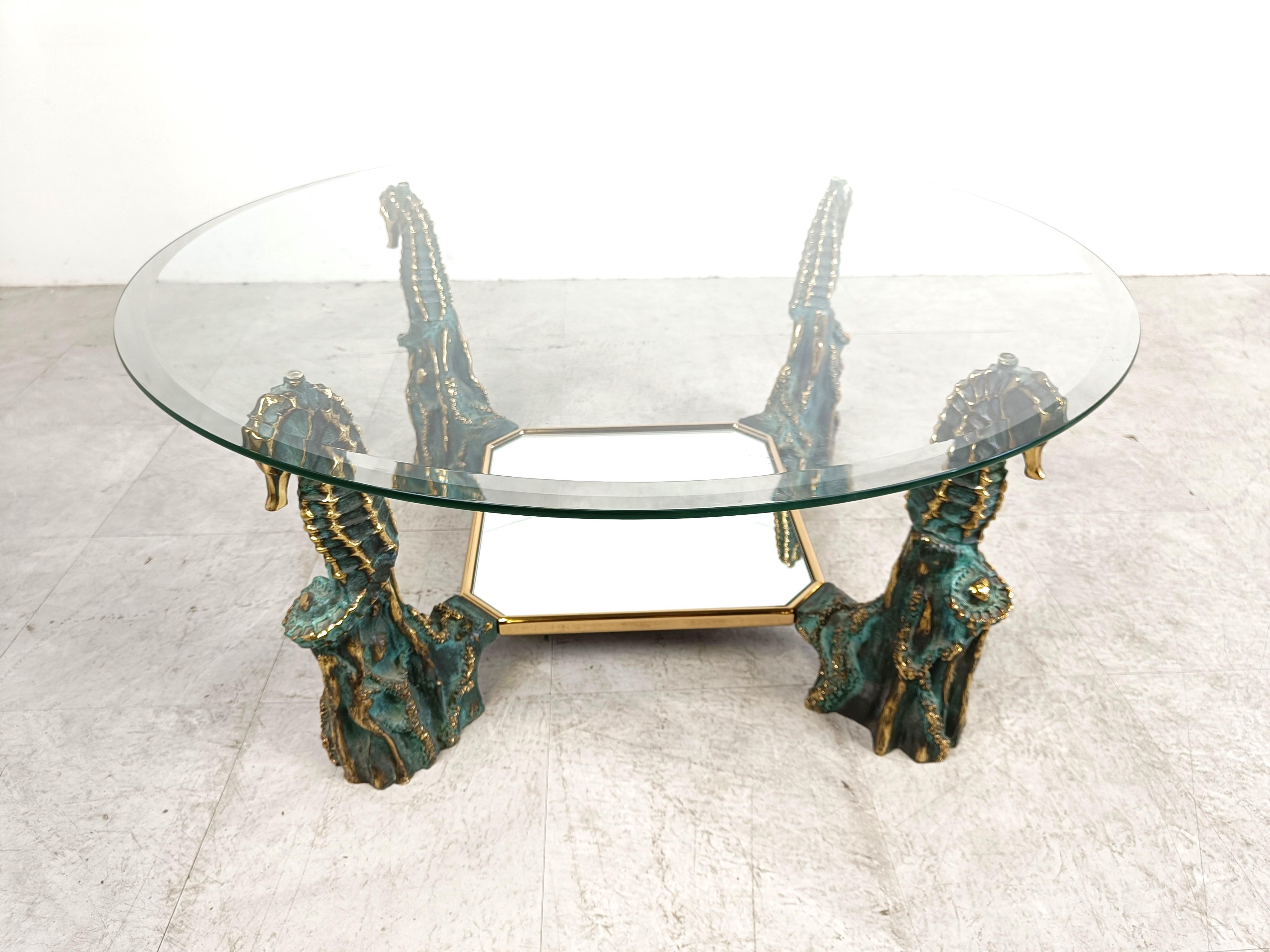 Brass seahorse coffee table, 1970s For Sale 5