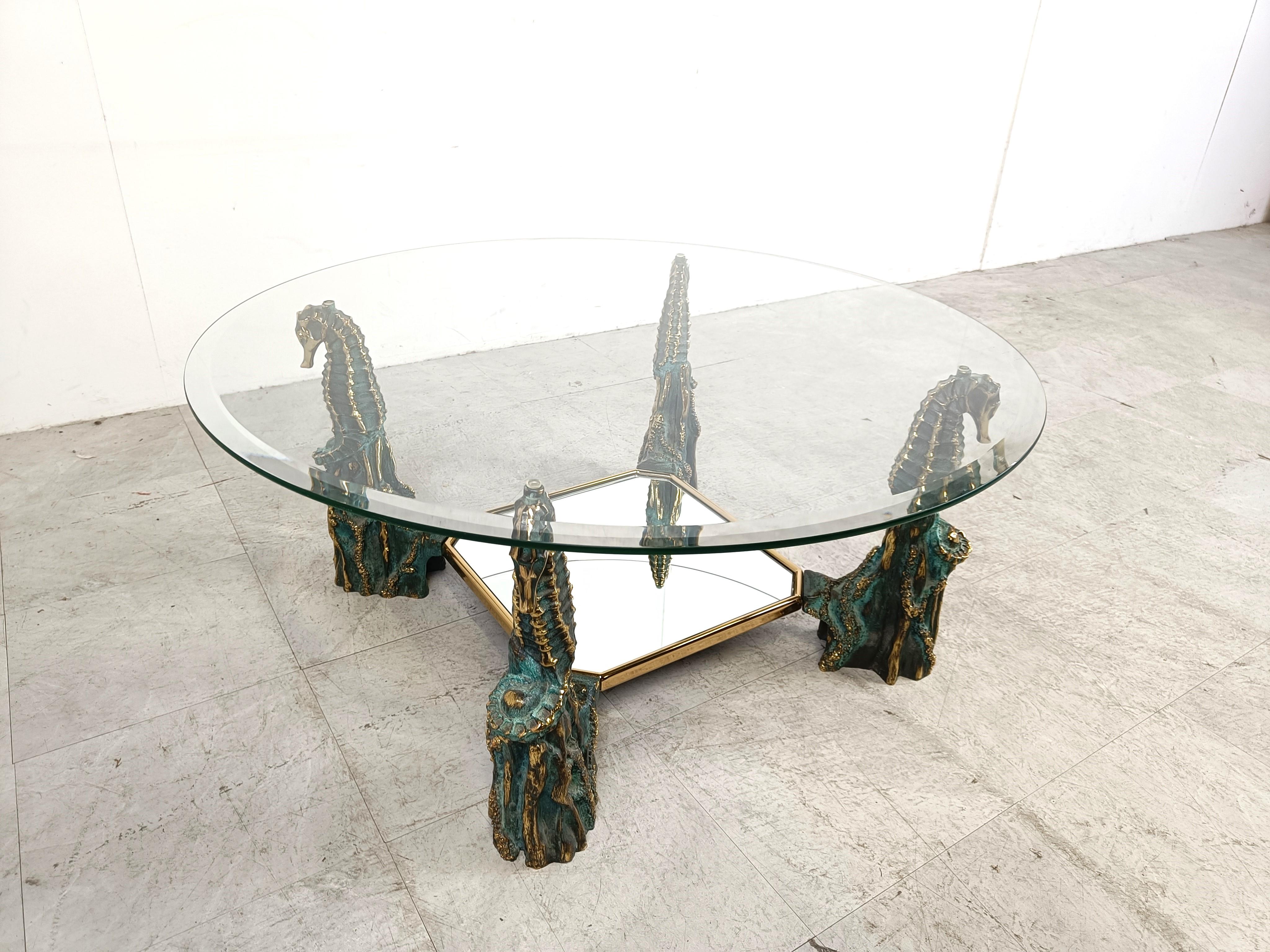 Brass seahorse coffee table, 1970s For Sale 1