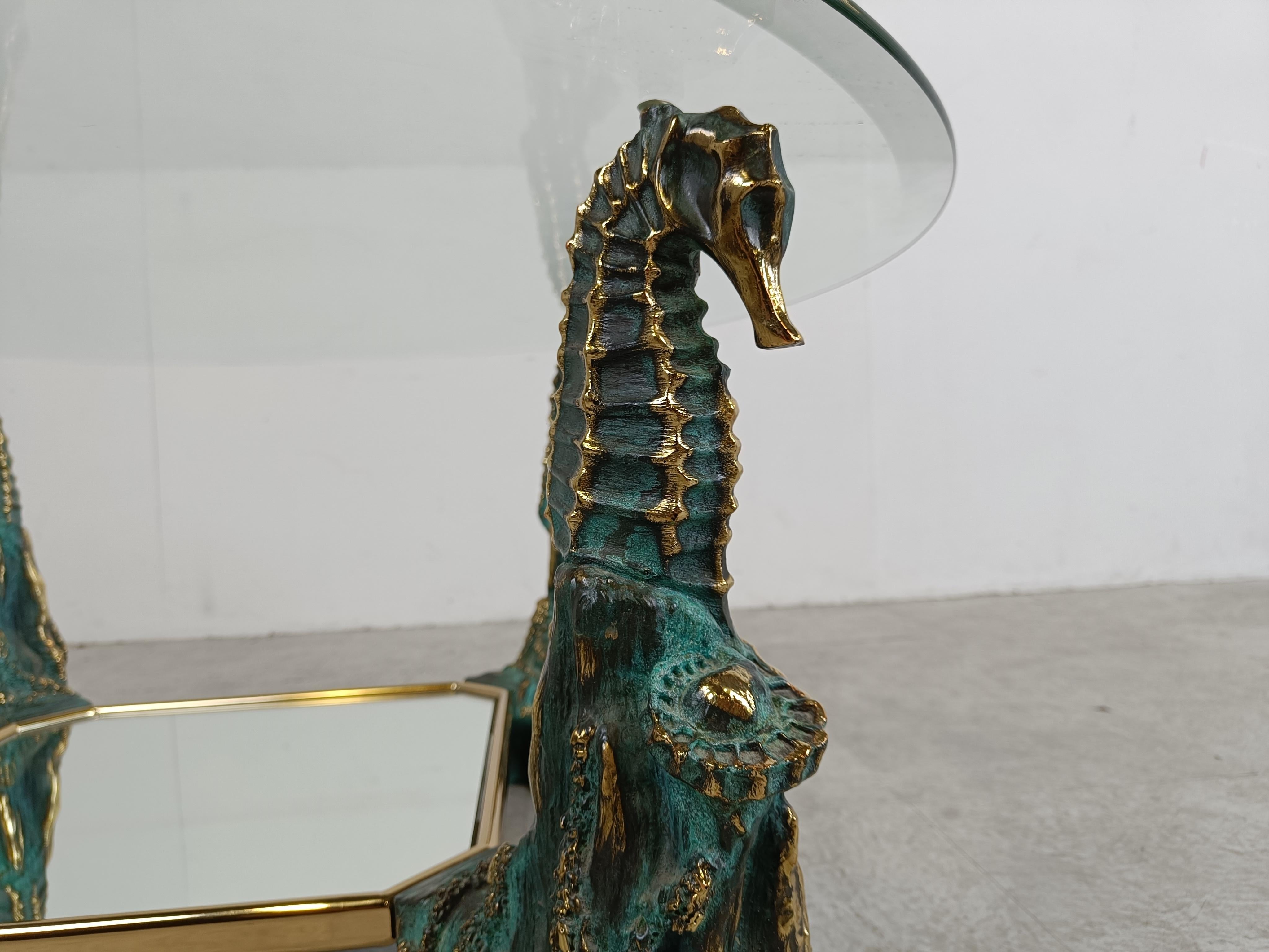 Brass seahorse coffee table, 1970s For Sale 2