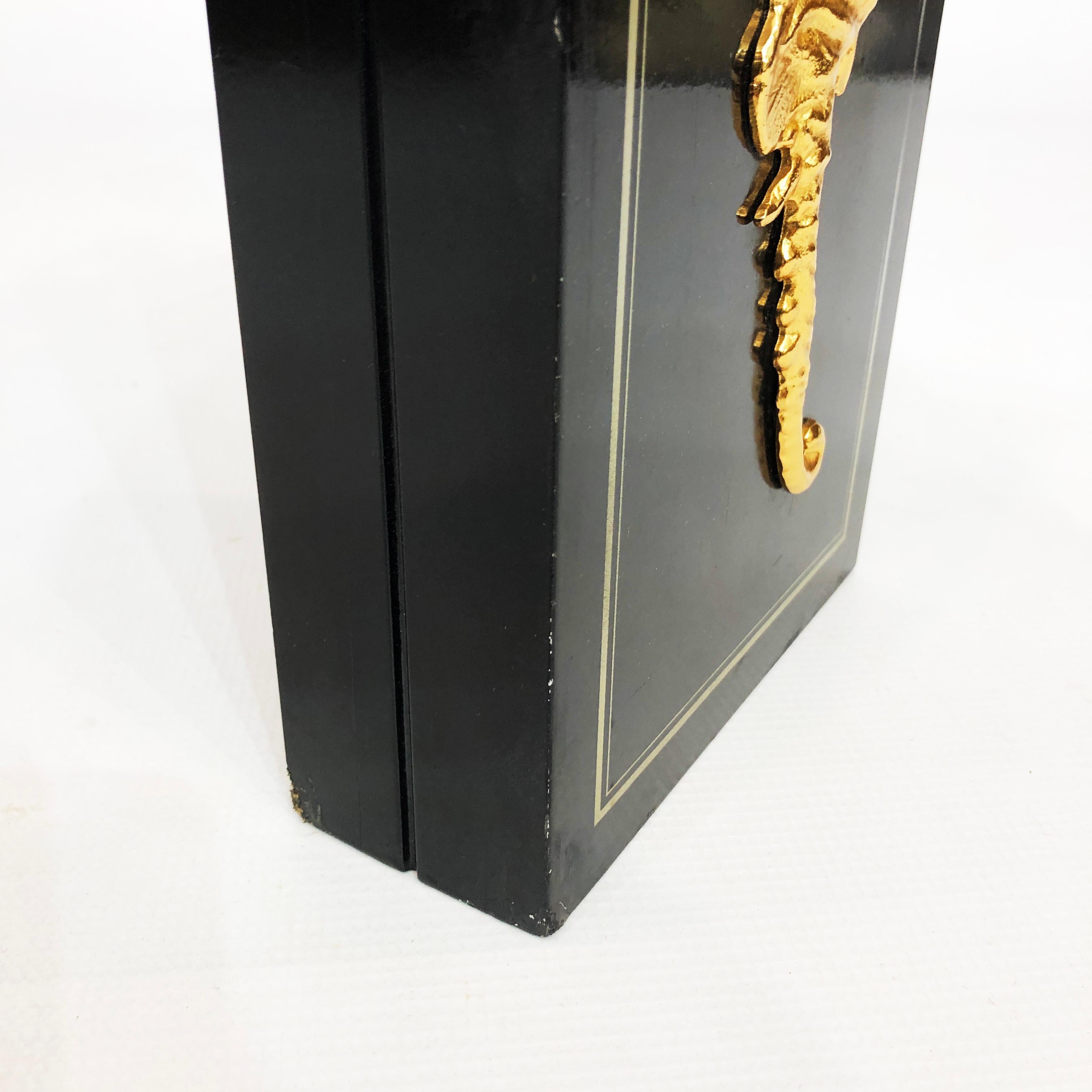 Lampe de bureau cheval de mer en laiton vintage rétro et rétro Hollywood Regency des années 1970, noir en vente 4