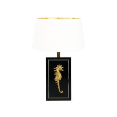 Brass Seahorse Table Lamp Midcentury Vintage Retro Hollywood Regency 1970s black
