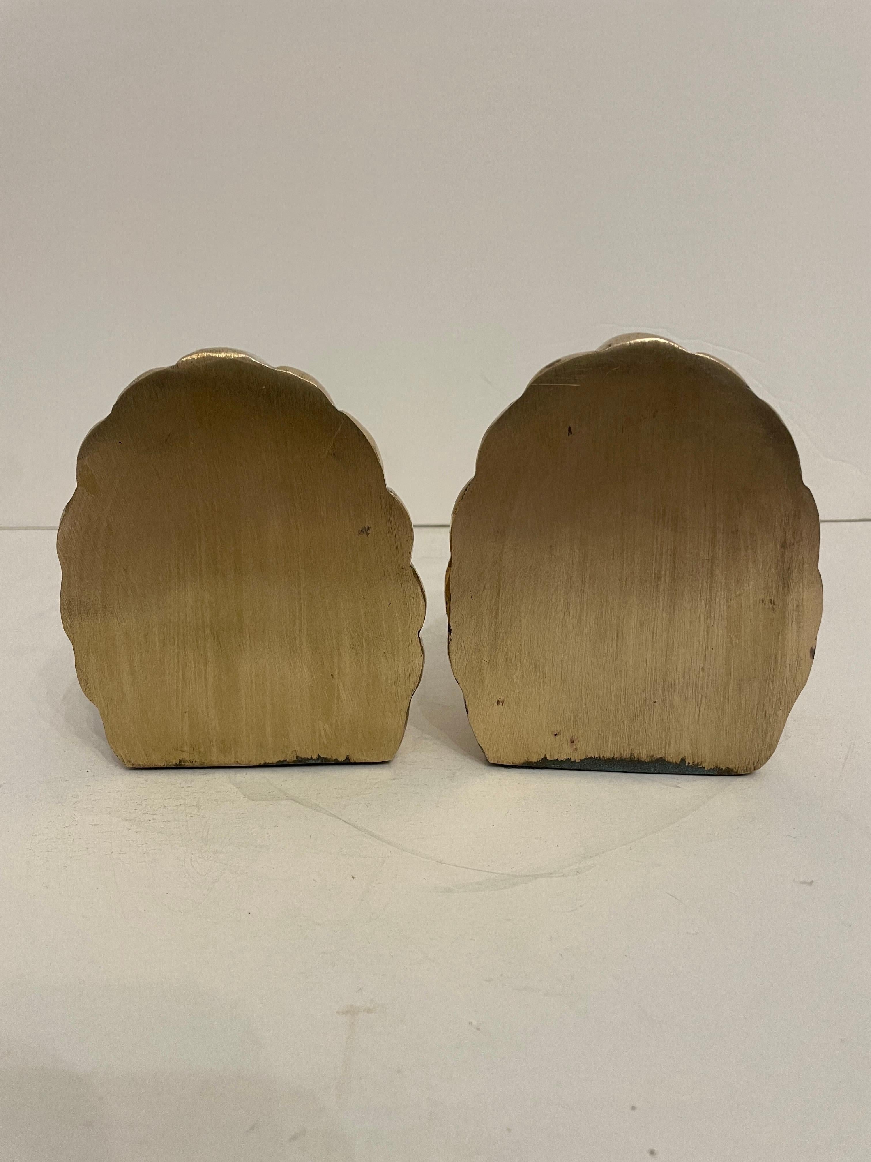20th Century Brass Seashell Bookends For Sale