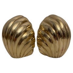 Used Brass Seashell Bookends