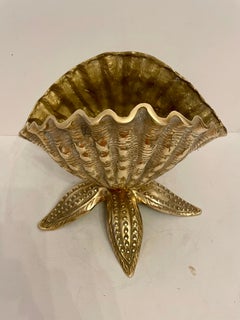 Brass Seashell Nautilus Planter on Starfish Base