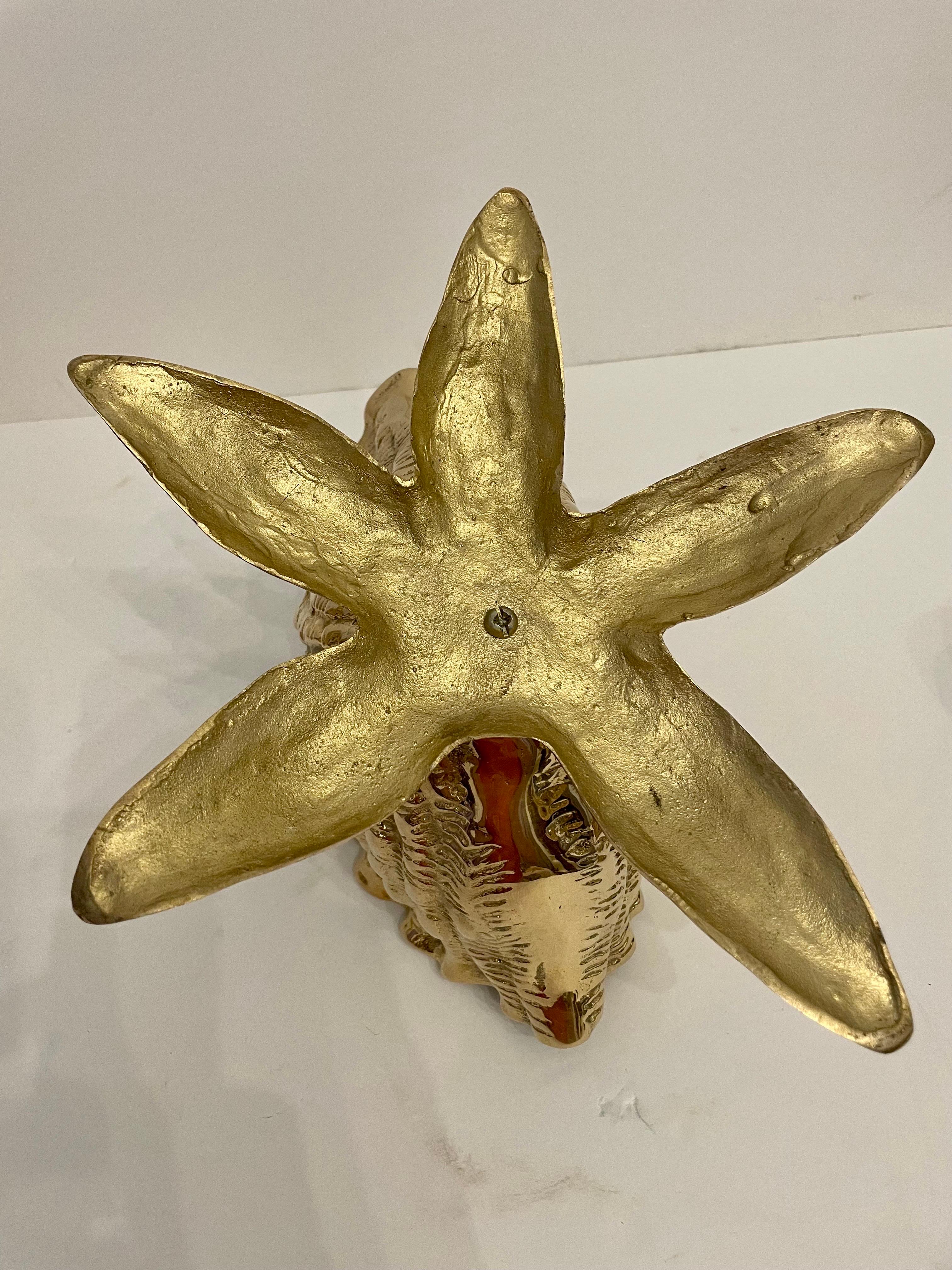 20th Century Brass Seashell Nautilus Planter on Starfish Base
