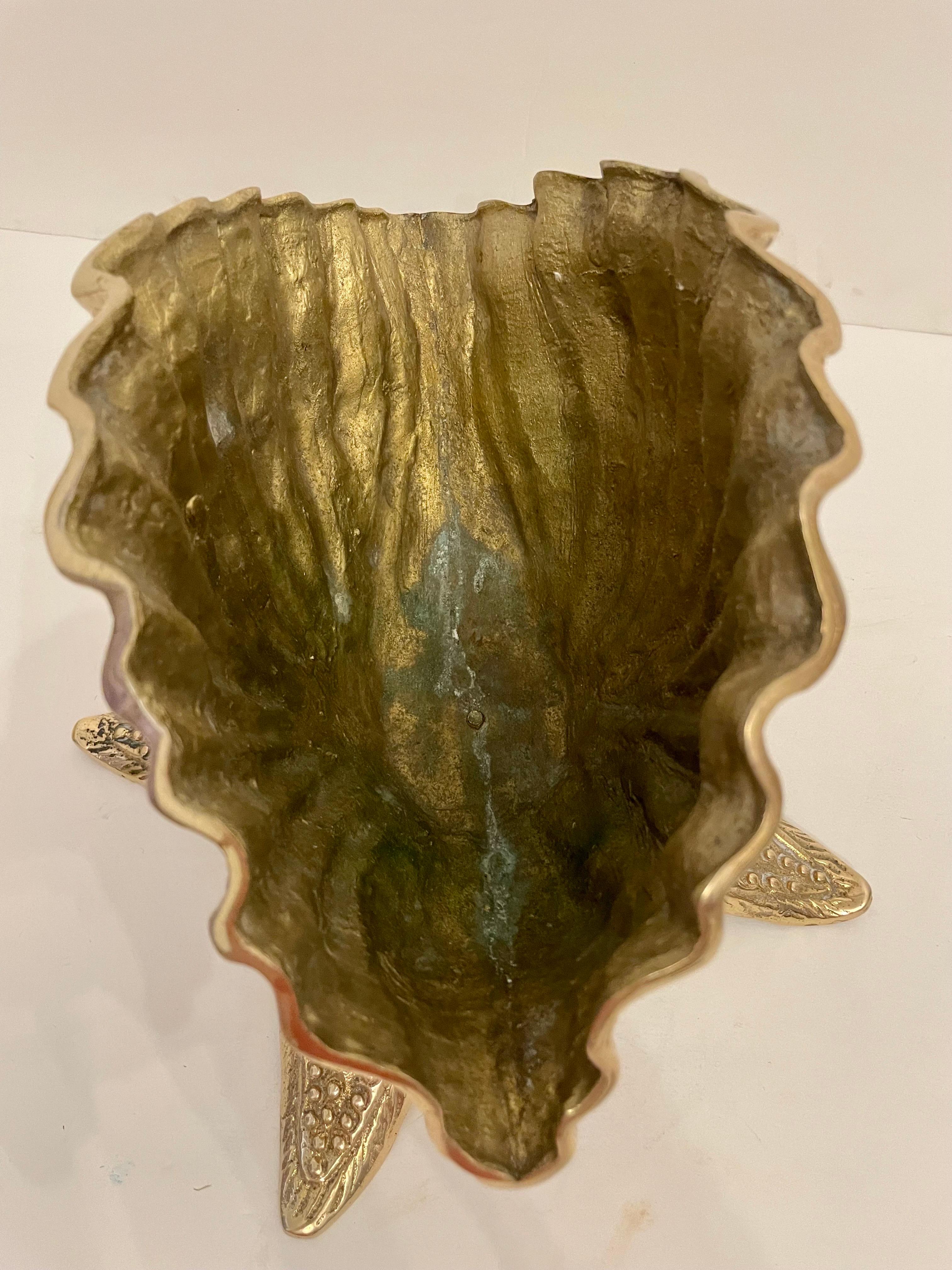 Brass Seashell Nautilus Planter on Starfish Base 1