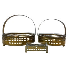 Antique Brass secessionist baskets and toothpick holder by Hans Ofner/Josef Hoffmann