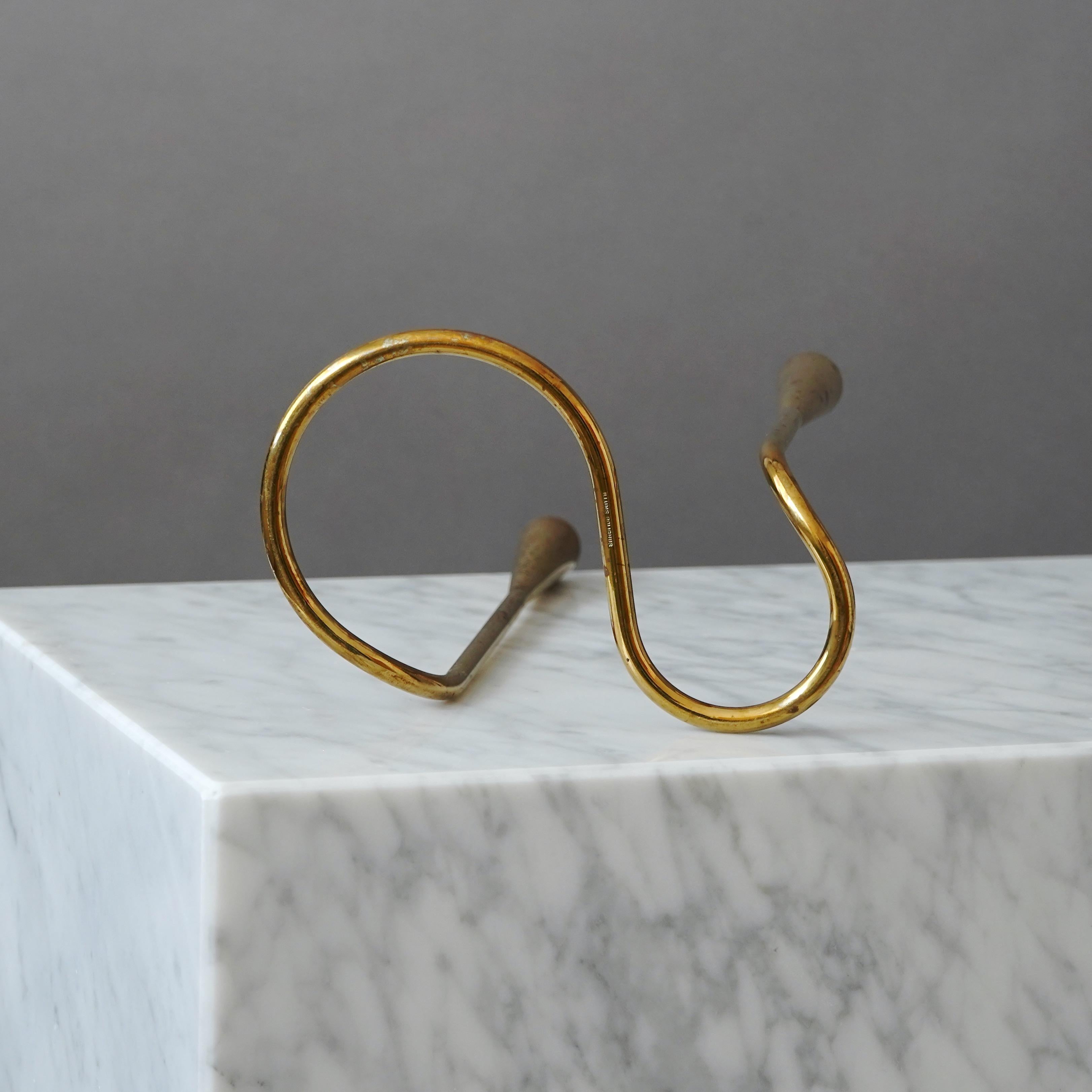 Brass Serpentine Candlestick by Illums Bolighus. Denmark, 1950s For Sale 2