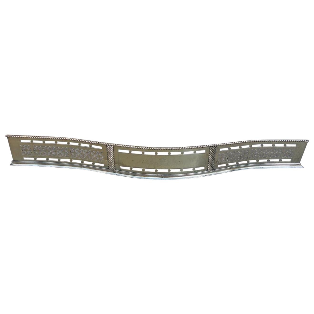 Brass Serpentine Engraved and Pierced Galley Fire Place Fender, Circa 1770