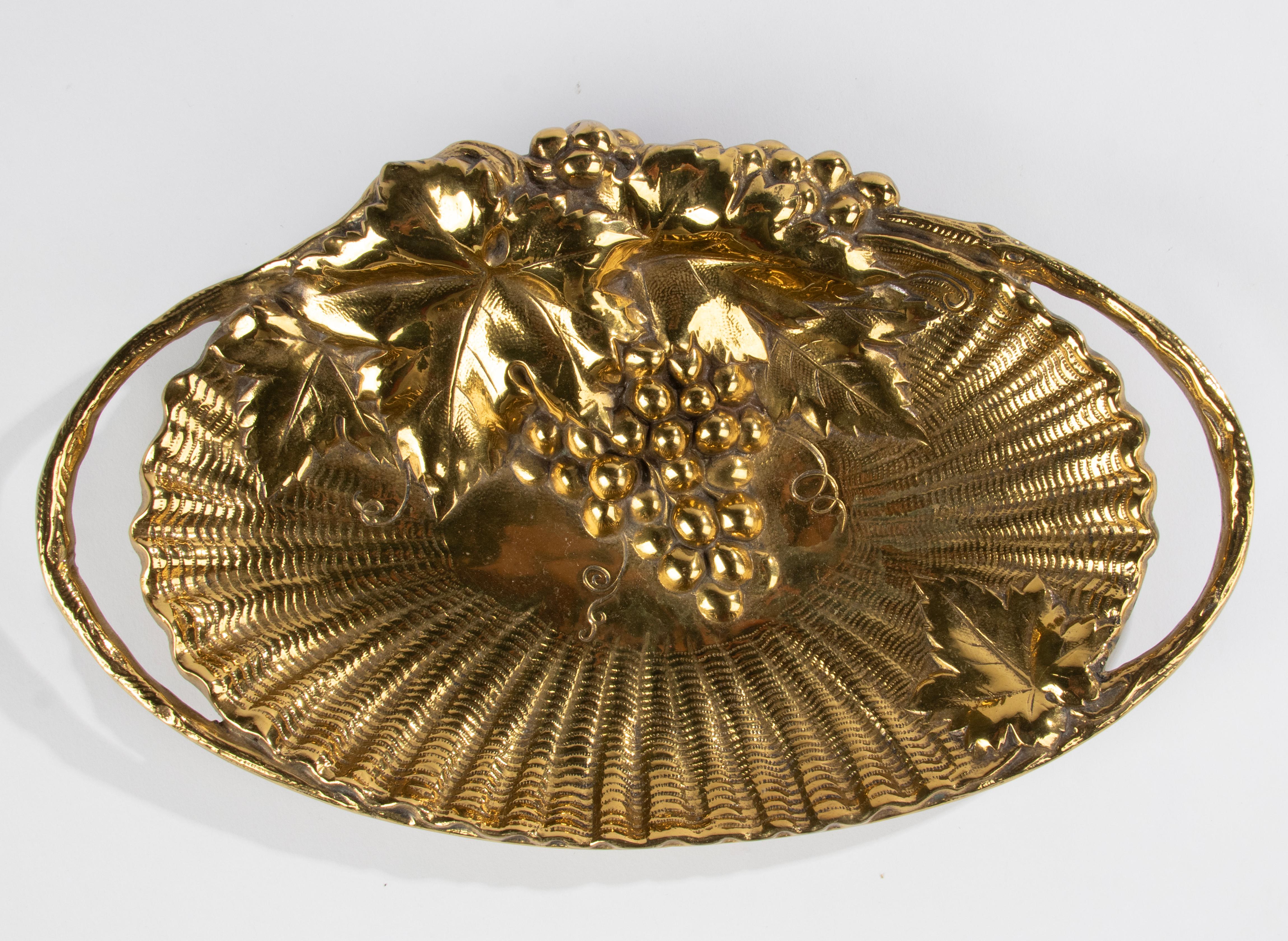 Mid-20th Century Brass Serving Bowl - Grapes  For Sale