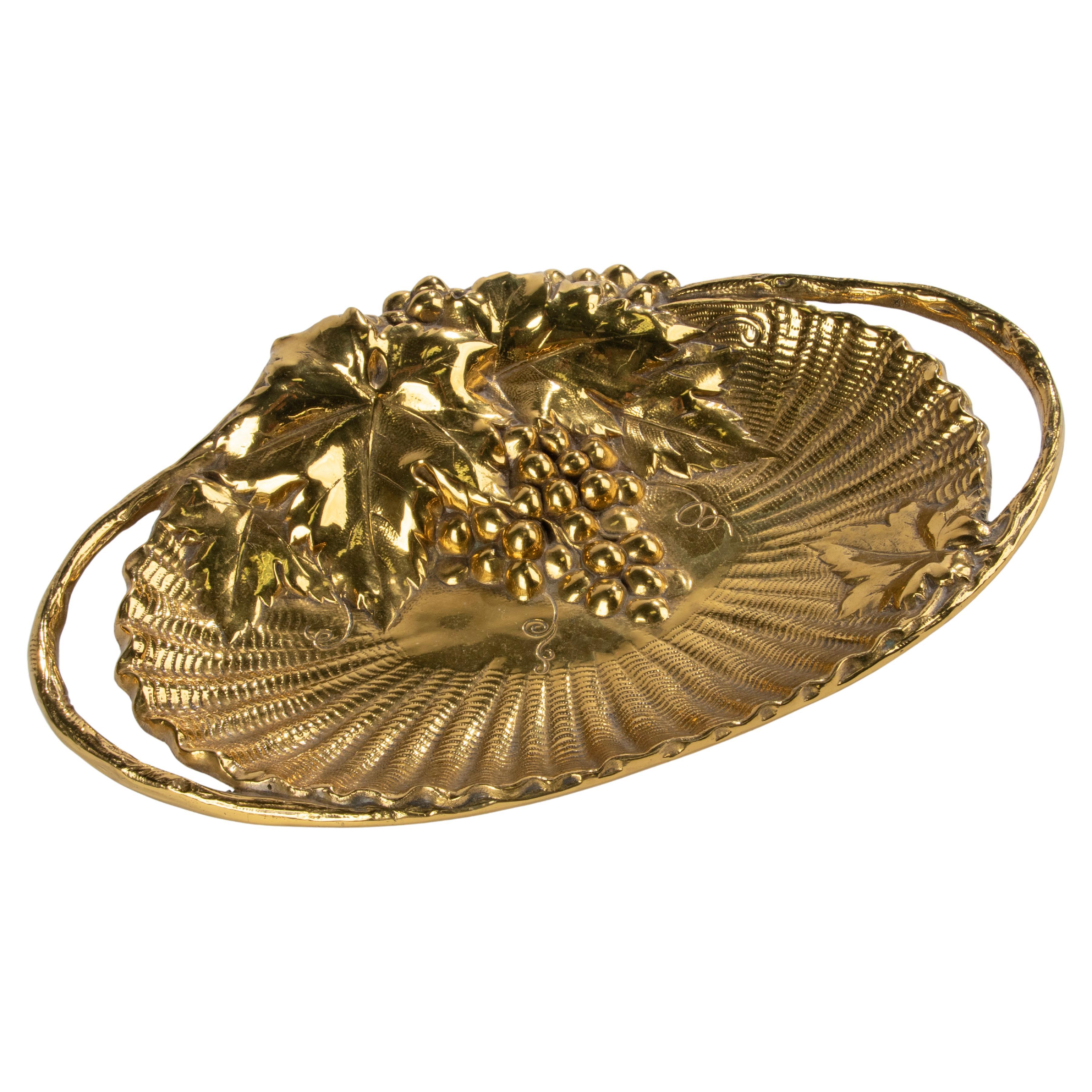 Brass Serving Bowl - Grapes  For Sale