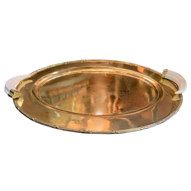 Brass Serving Tray with Bone Handles at 1stDibs
