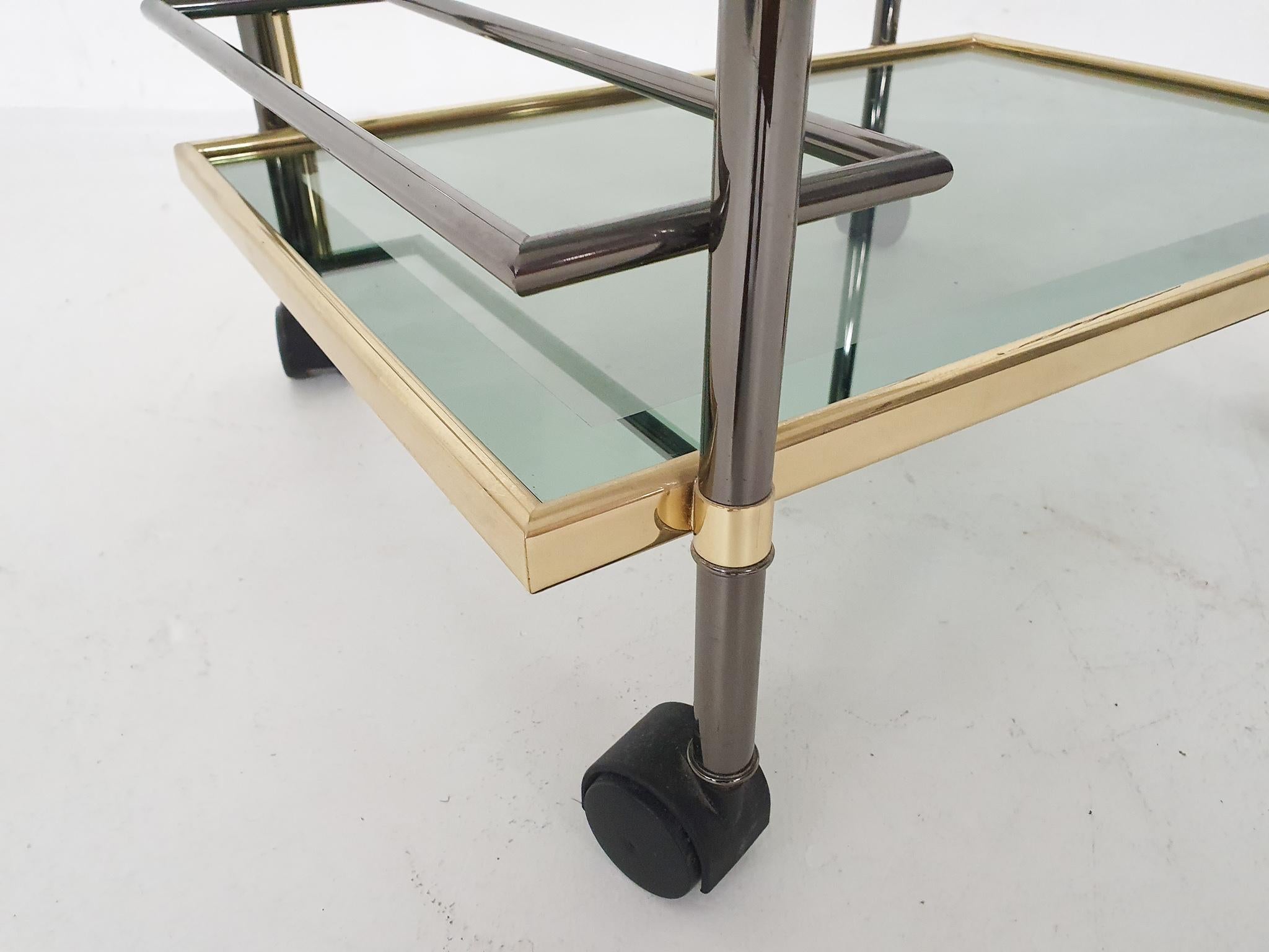 Brass Serving Trolley / Bar Cart with Smoked Glass 3