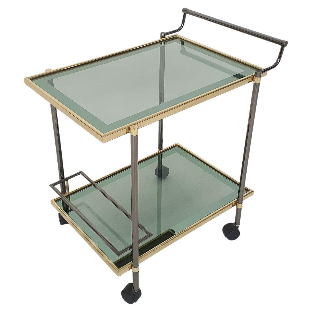 Brass Serving Trolley / Bar Cart with Smoked Glass