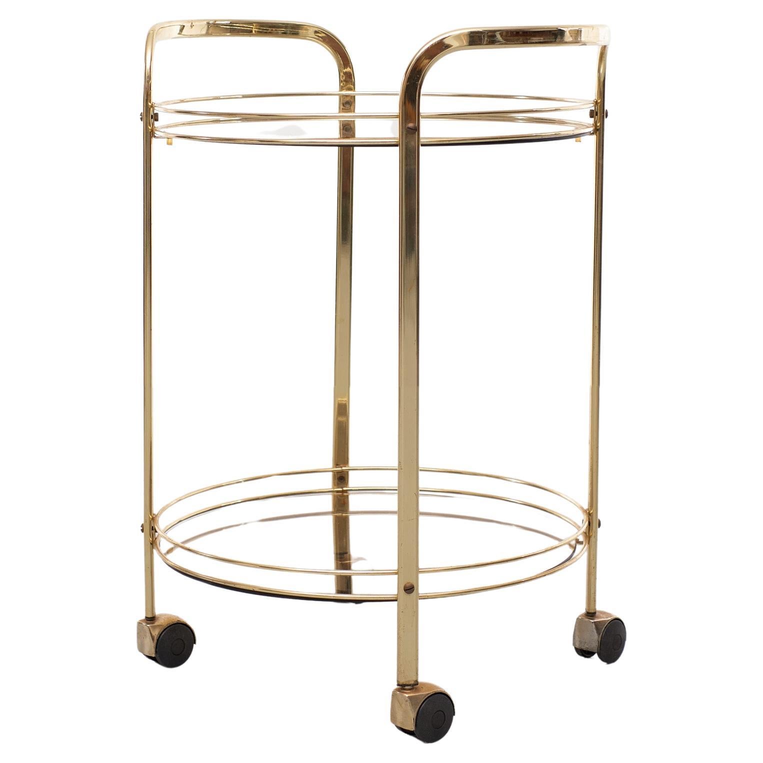 Hollywood Regency Brass Serving Trolley, France, 1970s