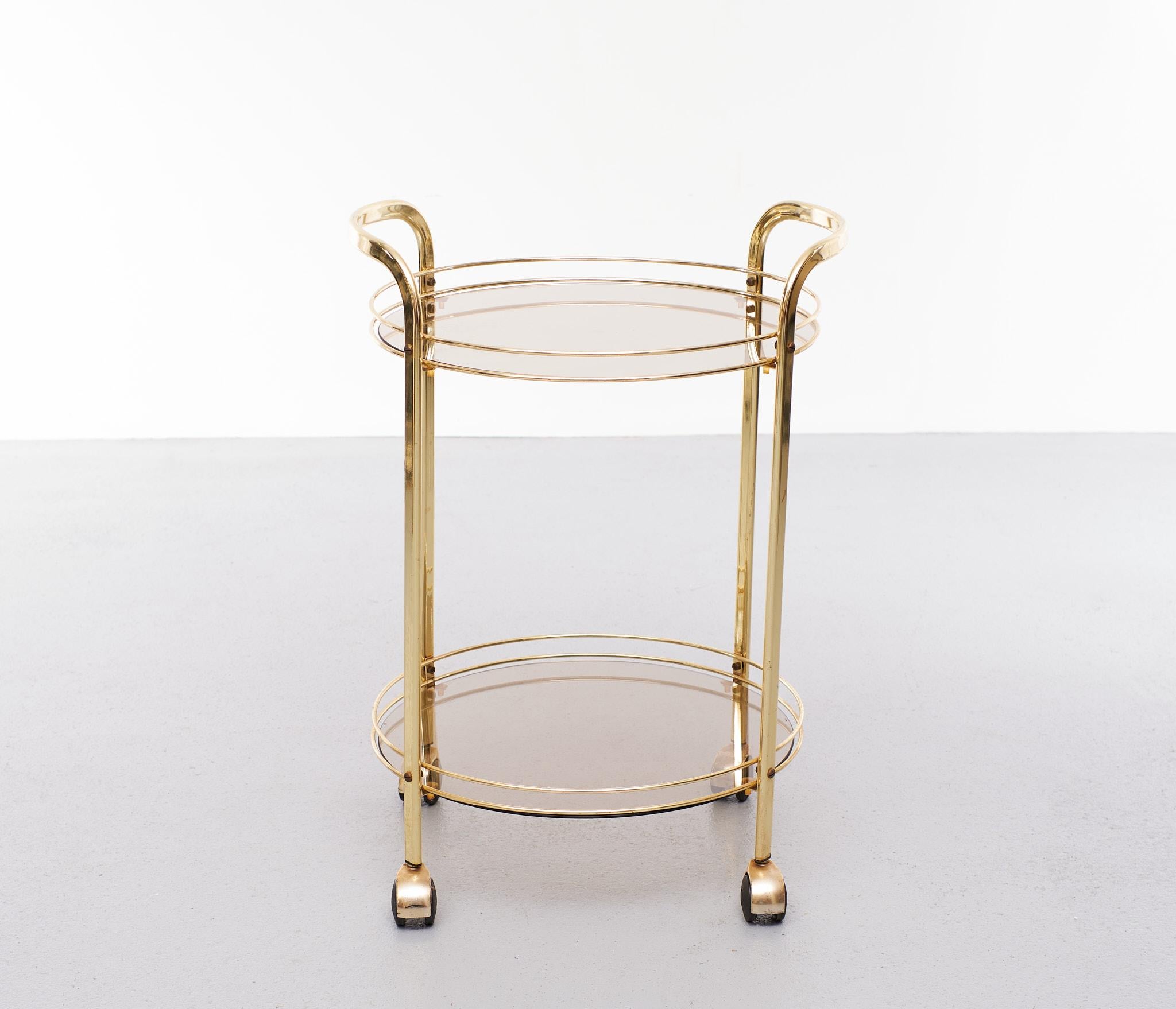 French Brass Serving Trolley, France, 1970s