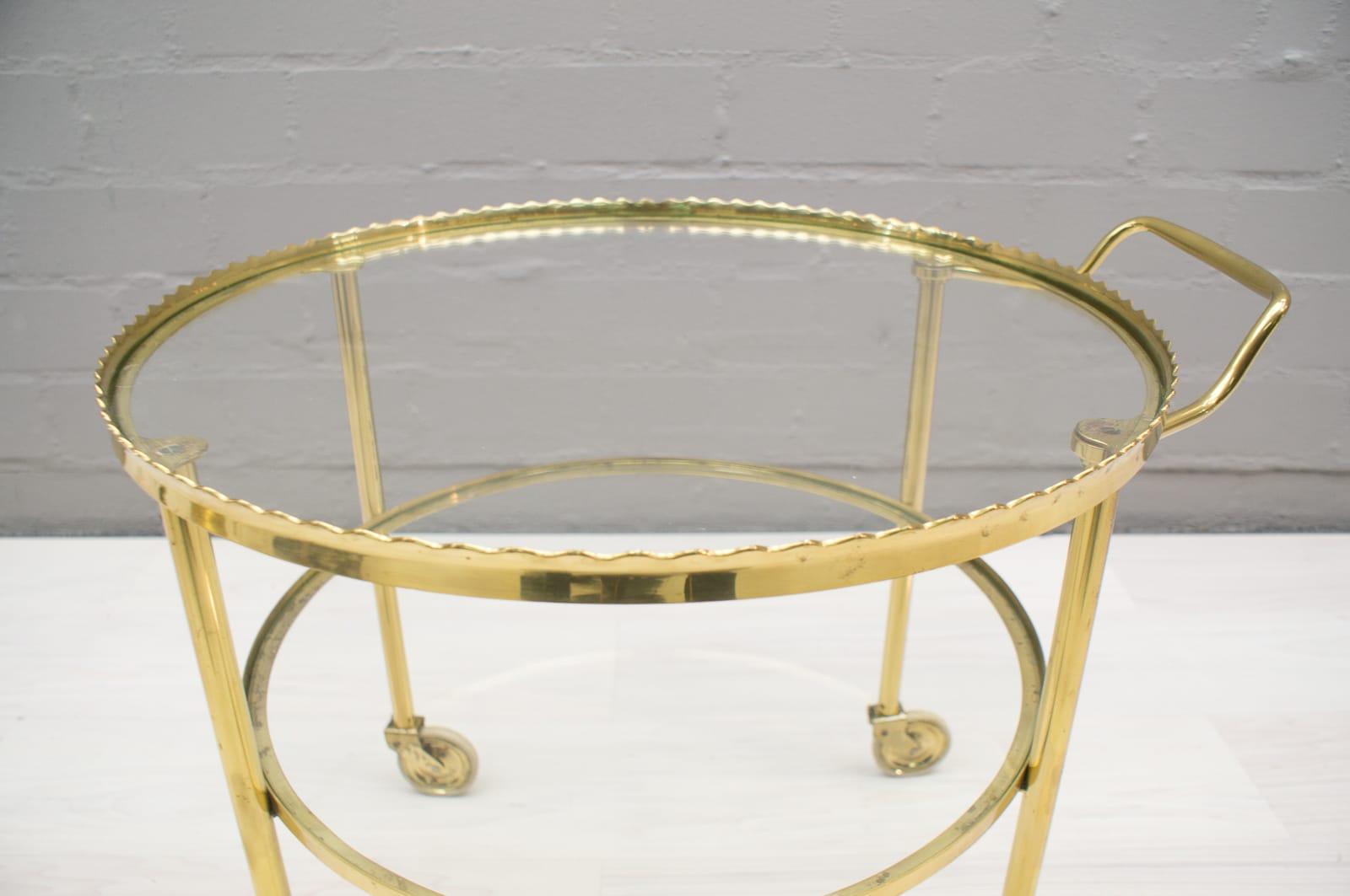 Brass Serving Trolley from Vereinigte Werkstätten Munich, Germany, 1950s For Sale 5