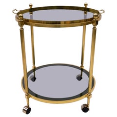 Brass Serving Trolley with Removable Tray, 1960s, Italy